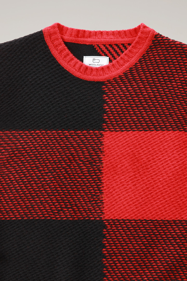 Pullover mit Rundhalsausschnitt mit Buffalo-Karomuster aus Merinowoll-Mischgewebe für Jungen Rot photo 2 | Woolrich