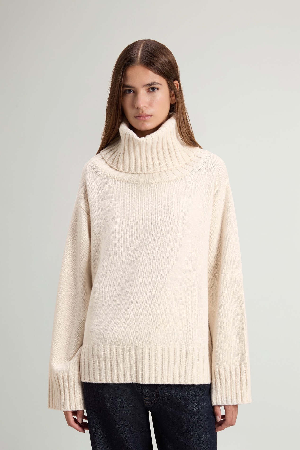 Turtleneck Sweater in Wool and Cashmere Blend White photo 1 | Woolrich