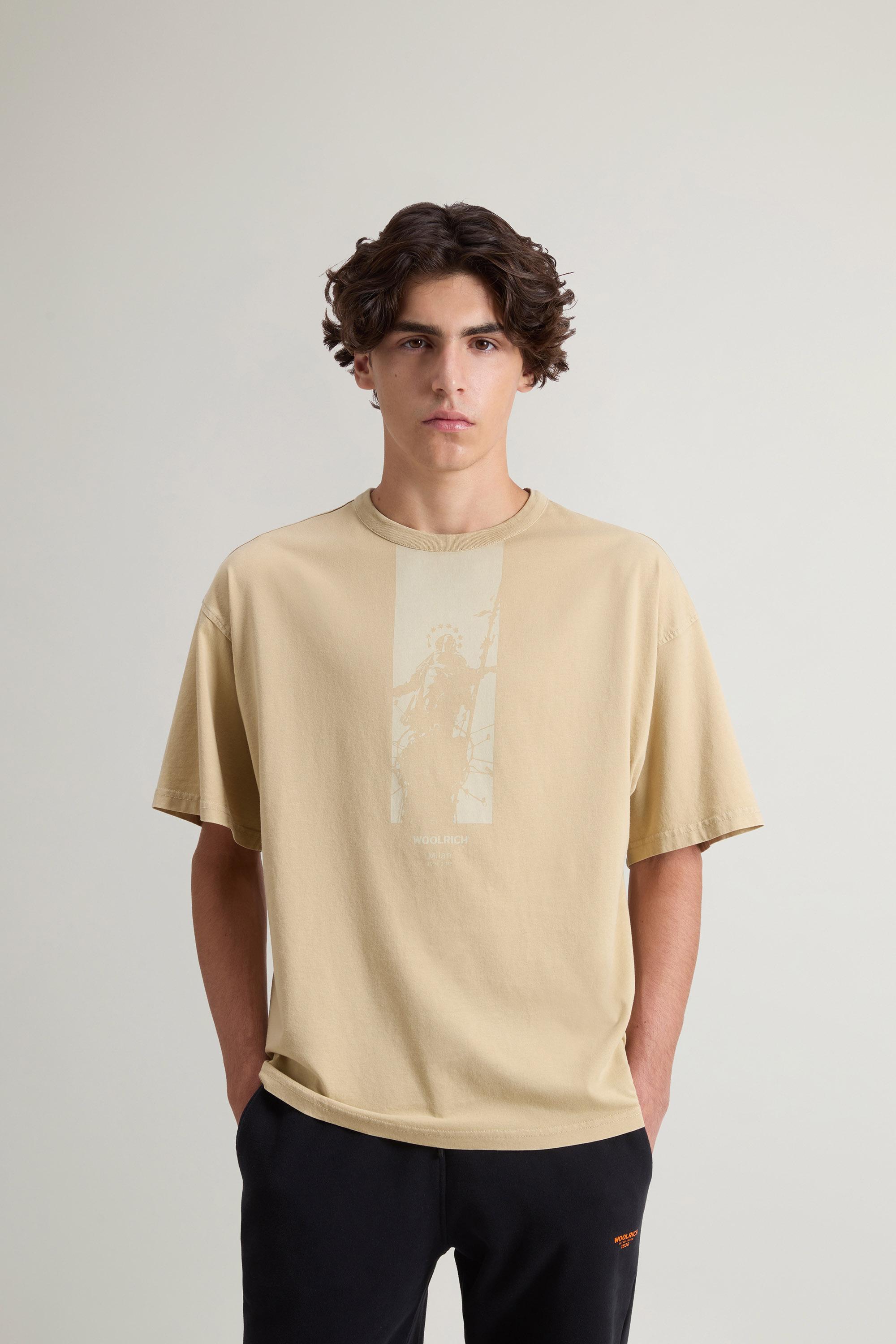 Teen Boys’ Garment-Dyed Pure Cotton T-Shirt with Print Beige photo 1 | Woolrich