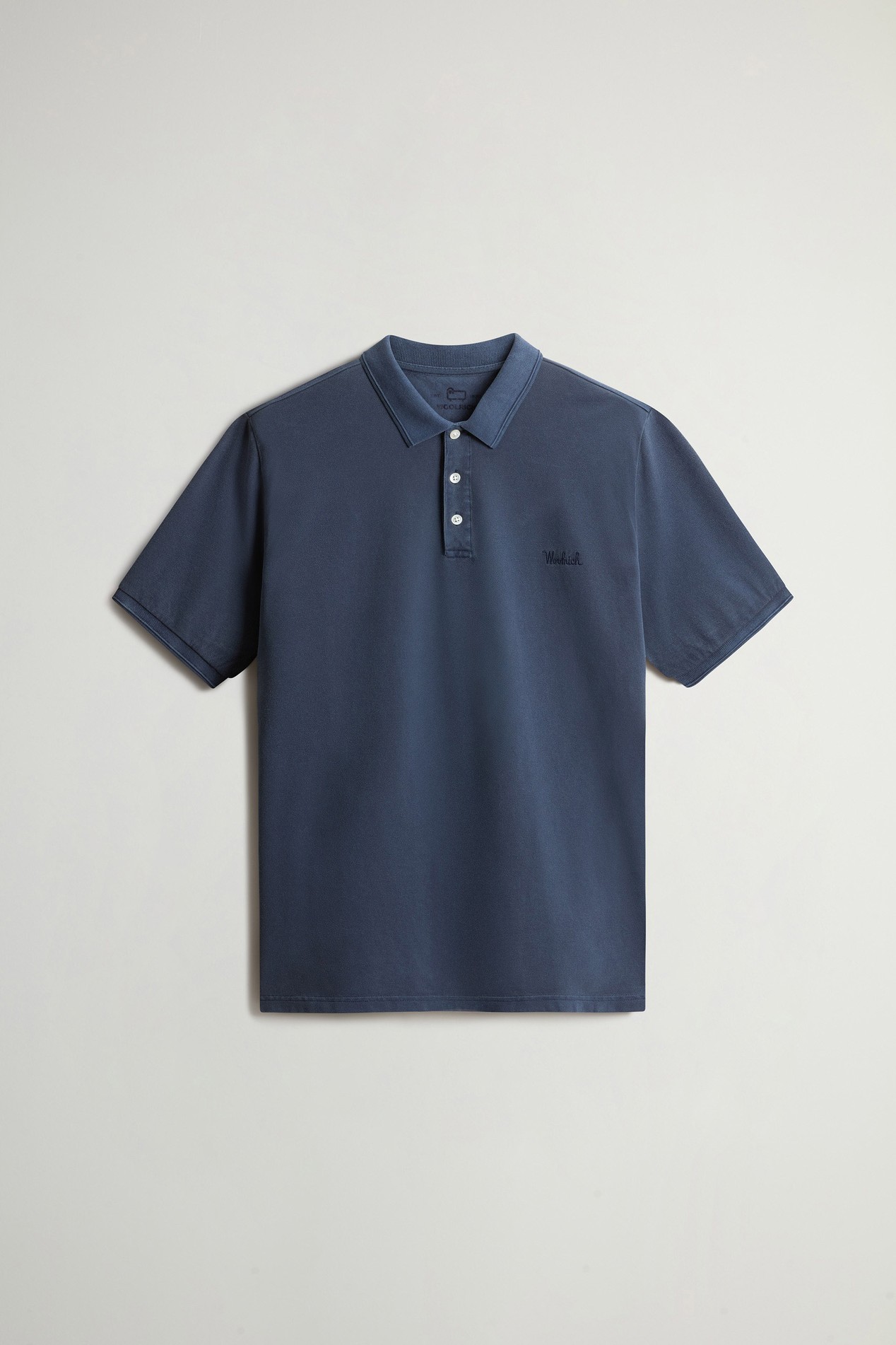 Garment-Dyed Mackinack Polo in Stretch Cotton Piquet Blue photo 5 | Woolrich