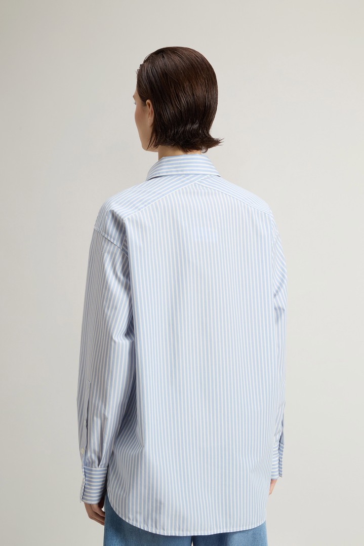 STRIPED COTTON POPLIN BOYFRIEND SHIRT Blue photo 3 | Woolrich