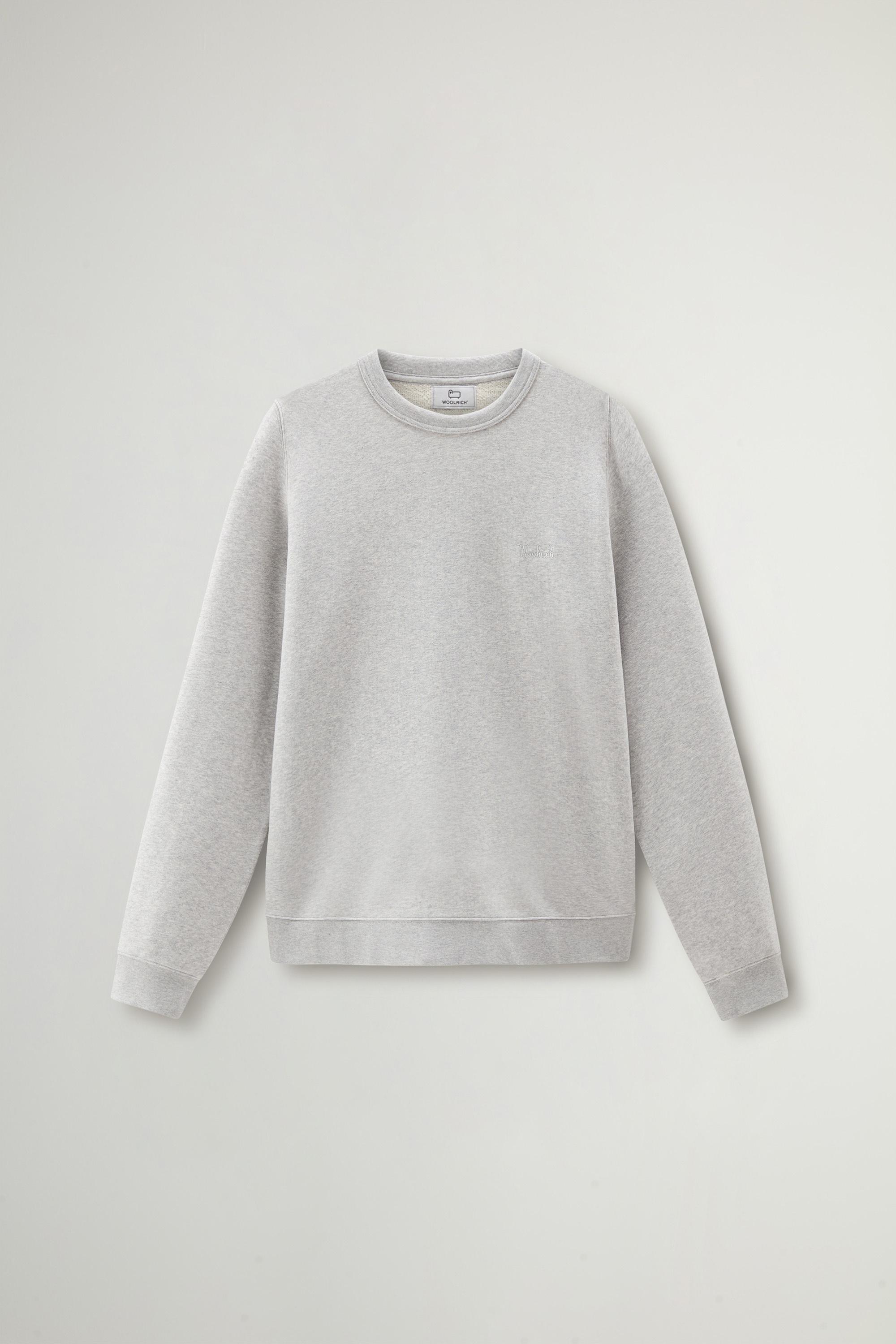 Crewneck Cotton Fleece Sweatshirt with Embroidered Logo Gray photo 5 | Woolrich
