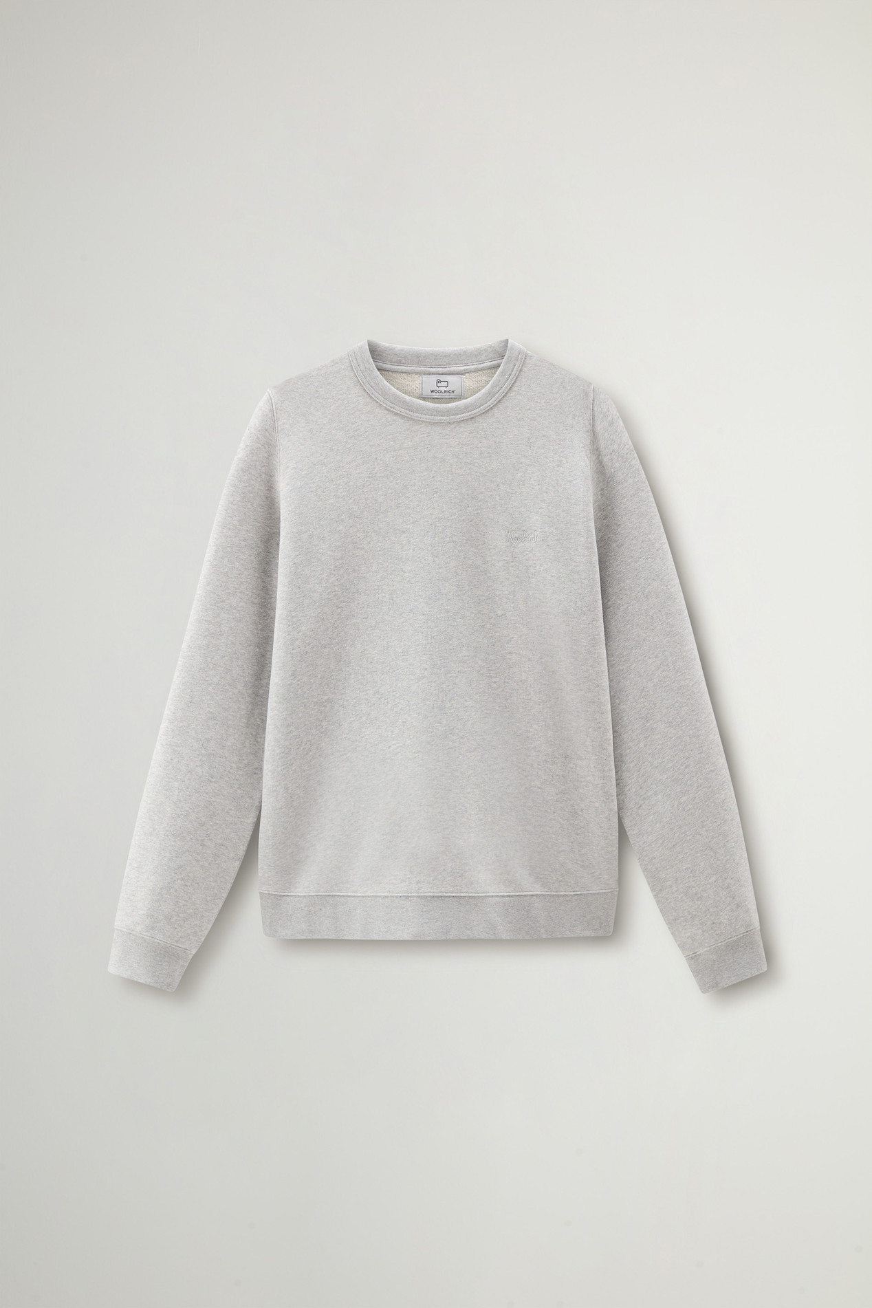 Crewneck Cotton Fleece Sweatshirt with Embroidered Logo Gray photo 5 | Woolrich