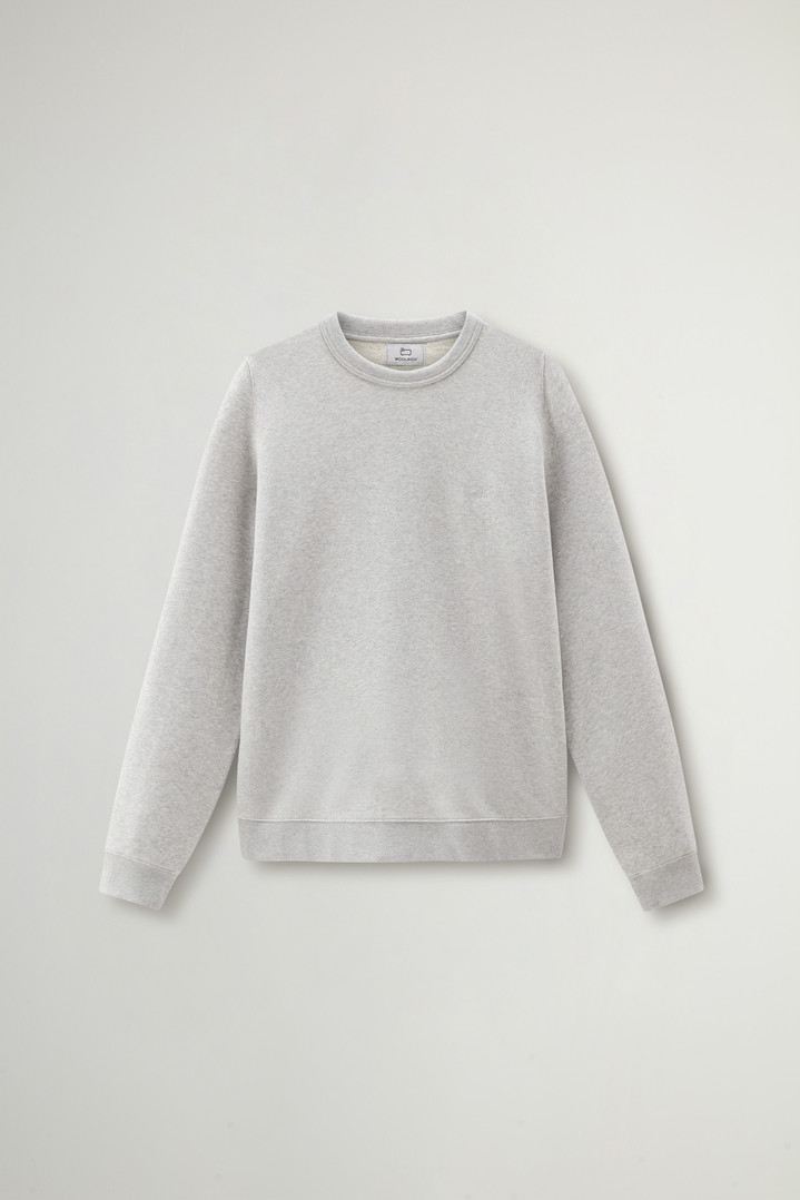 Crewneck Cotton Fleece Sweatshirt with Embroidered Logo Gray photo 5 | Woolrich