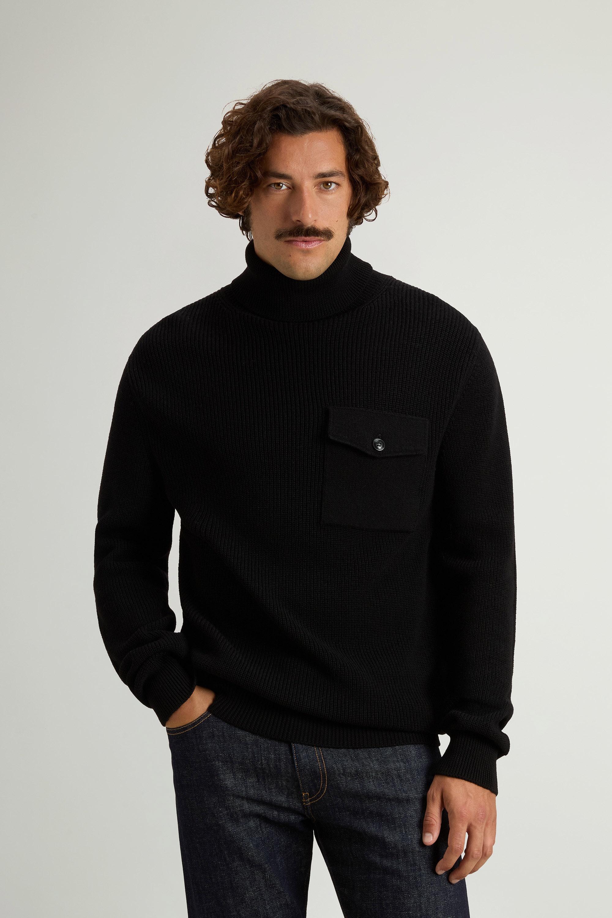 Ribbed Turtleneck Sweater in Pure Merino Virgin Wool Black photo 1 | Woolrich