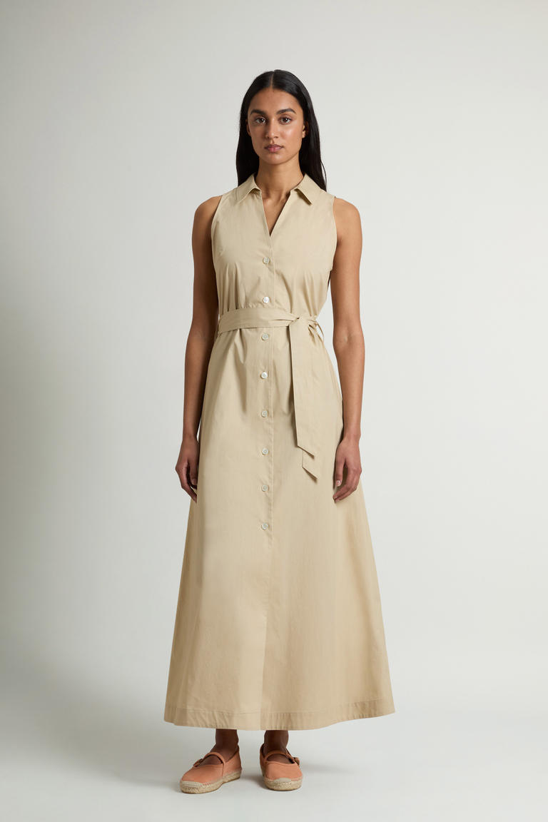 Hemdblusenkleid aus Popeline aus reiner Baumwolle mit Gürtel Beige photo 1 | Woolrich