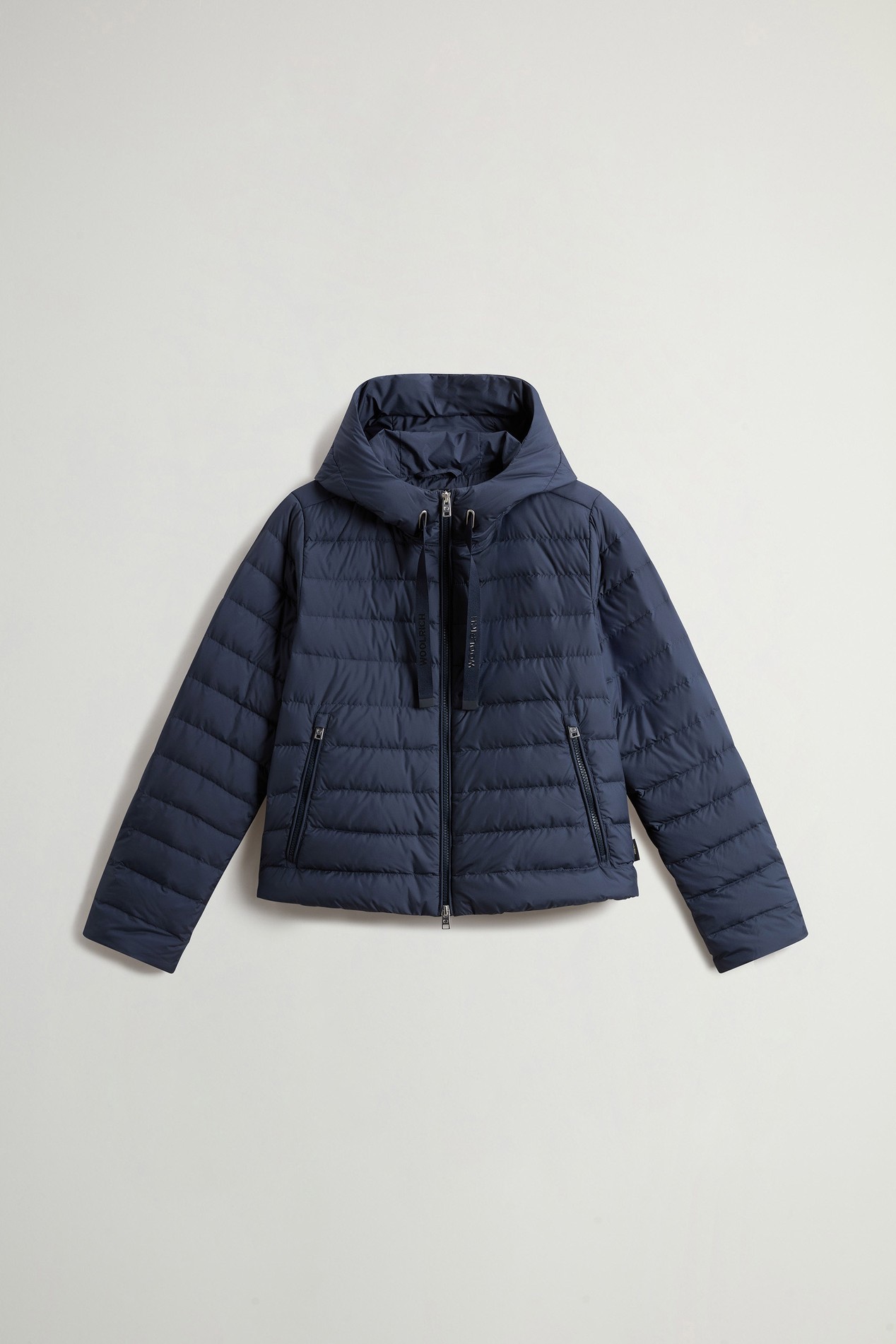 Lightweight Hooded Down Jacket in Microfiber Blue photo 9 | Woolrich