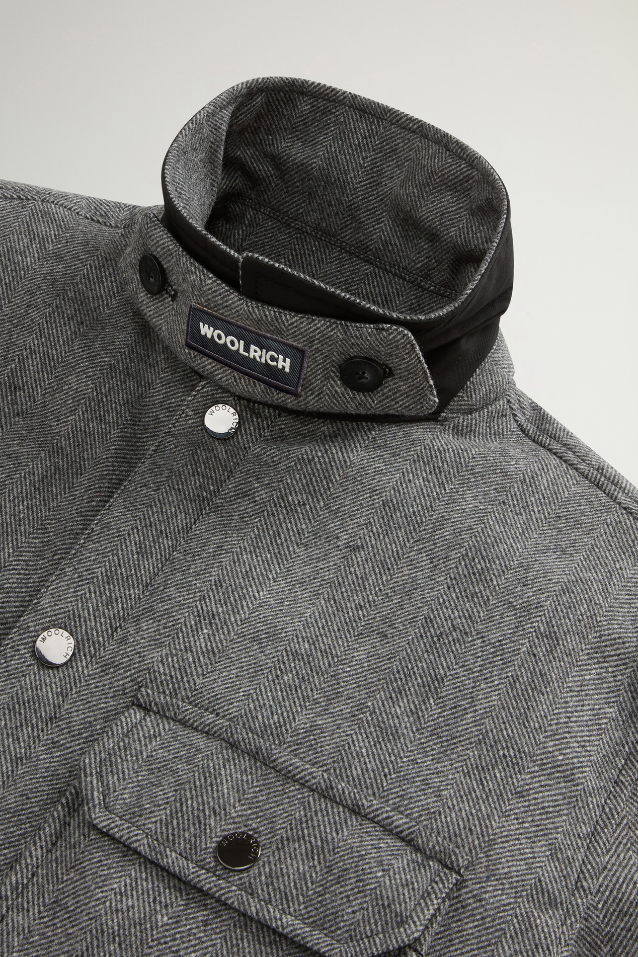 Alaskan Check Overshirt in Recycled Italian Wool Blend Gray photo 6 | Woolrich
