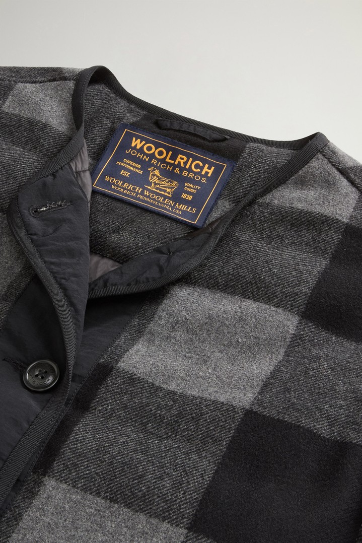 Long Alaskan Checked Overshirt in Wool Blend Black photo 6 | Woolrich