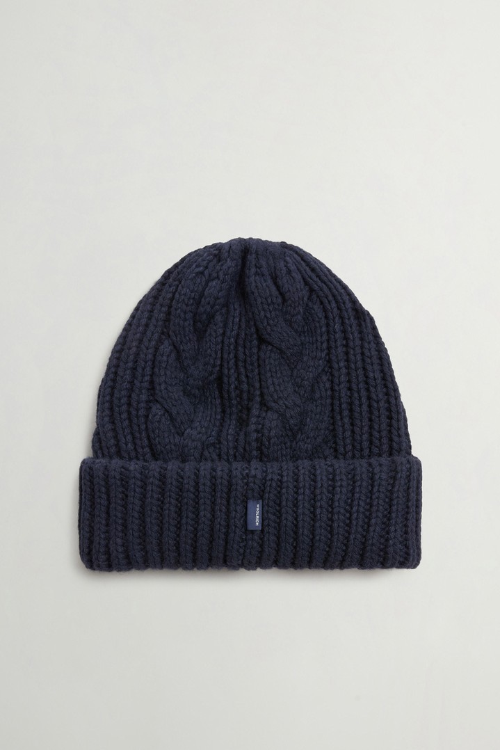 Beanie in Wool and Cotton Blend Blue photo 3 | Woolrich