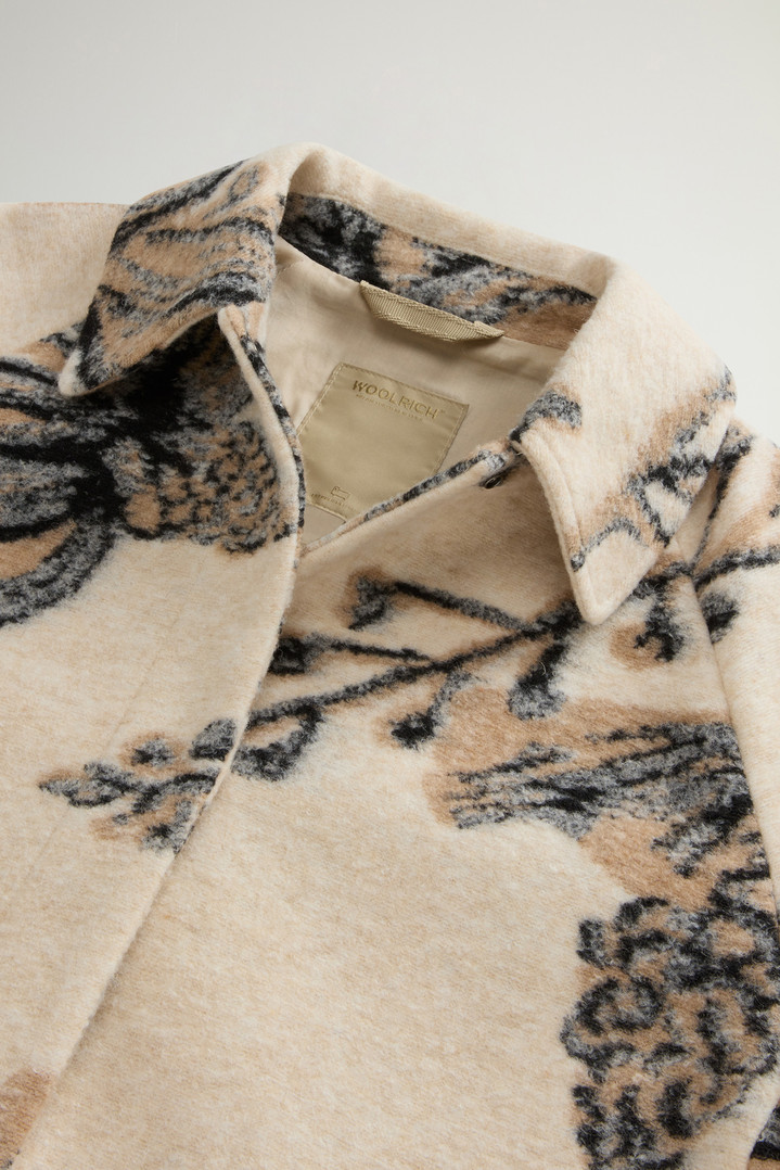 Overshirt in Italian Wool-Blend with Floral Pattern Beige photo 6 | Woolrich