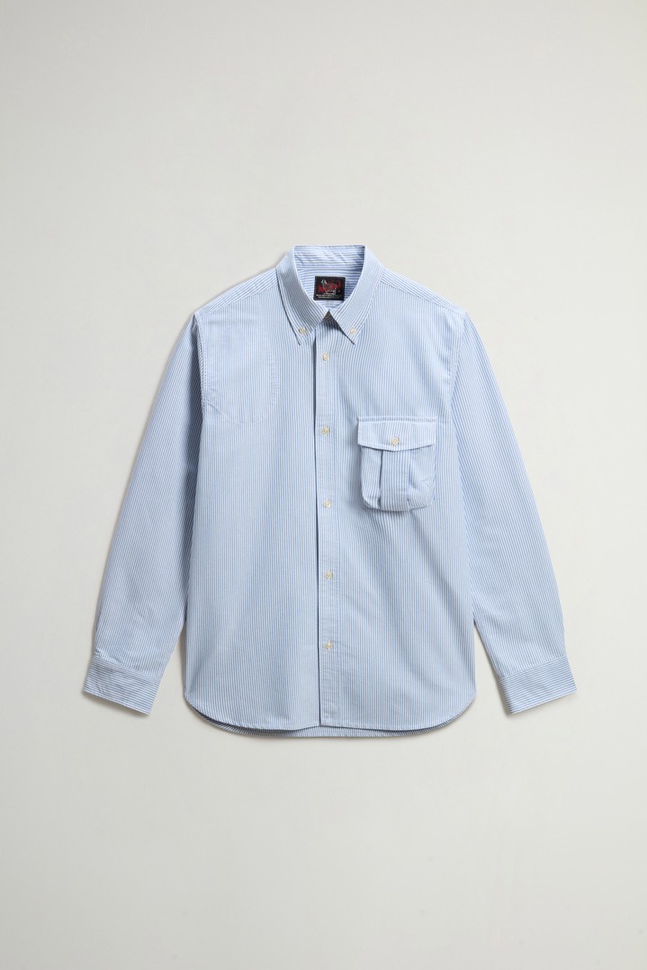 Gestreiftes Hemd aus einer Oxford-Baumwollmischung Blau photo 4 | Woolrich