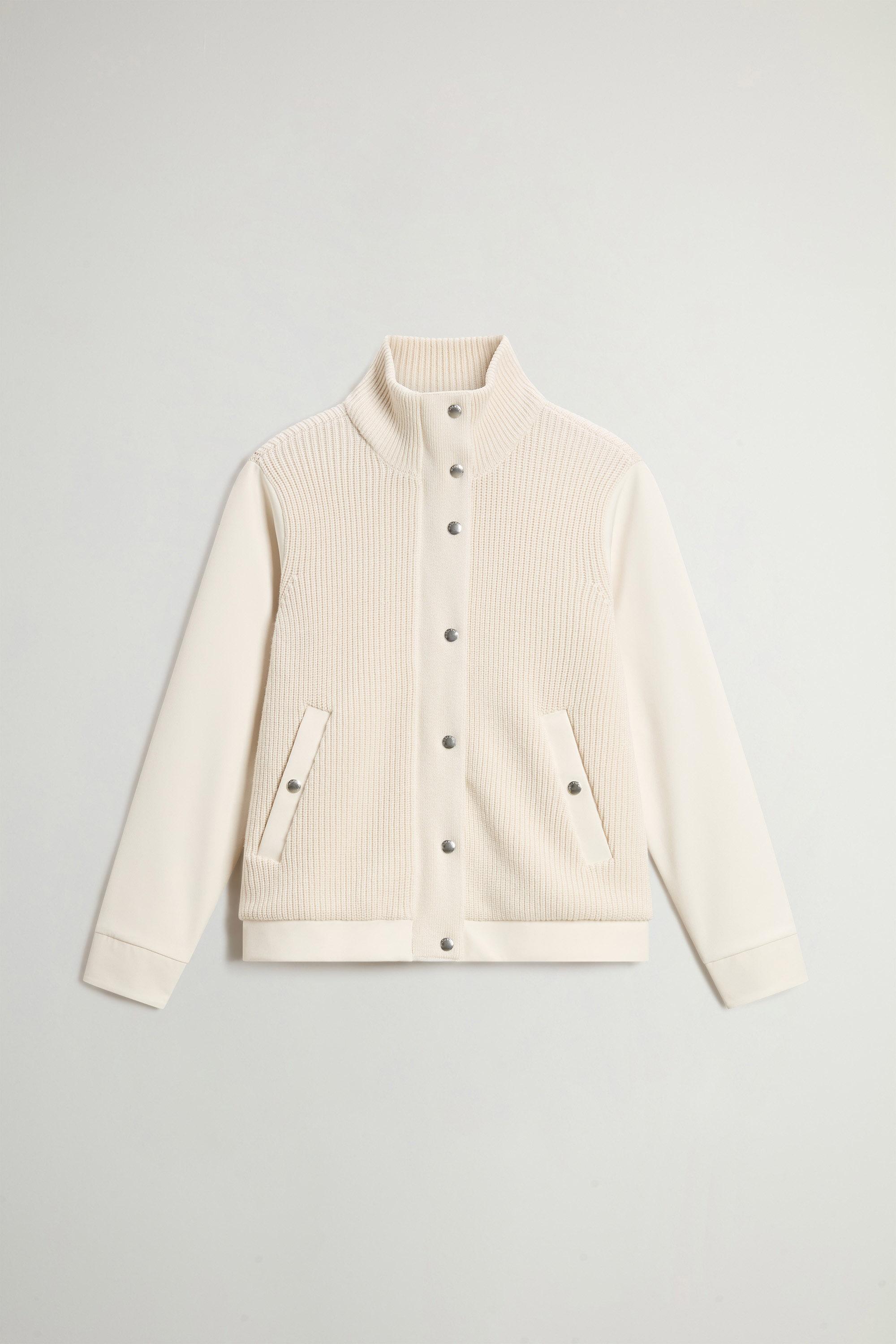 Firth Hybrid Bomber Jacket in Tech Softshell and Pure Wool White photo 5 | Woolrich
