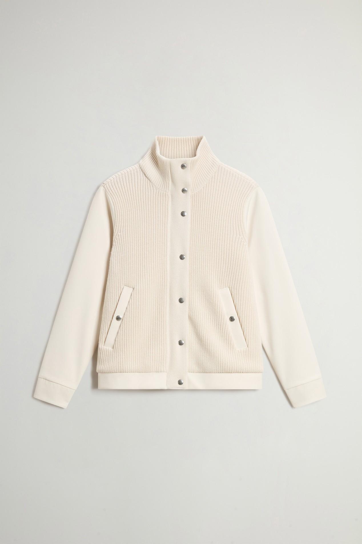 Firth Hybrid Bomber Jacket in Tech Softshell and Pure Wool White photo 5 | Woolrich
