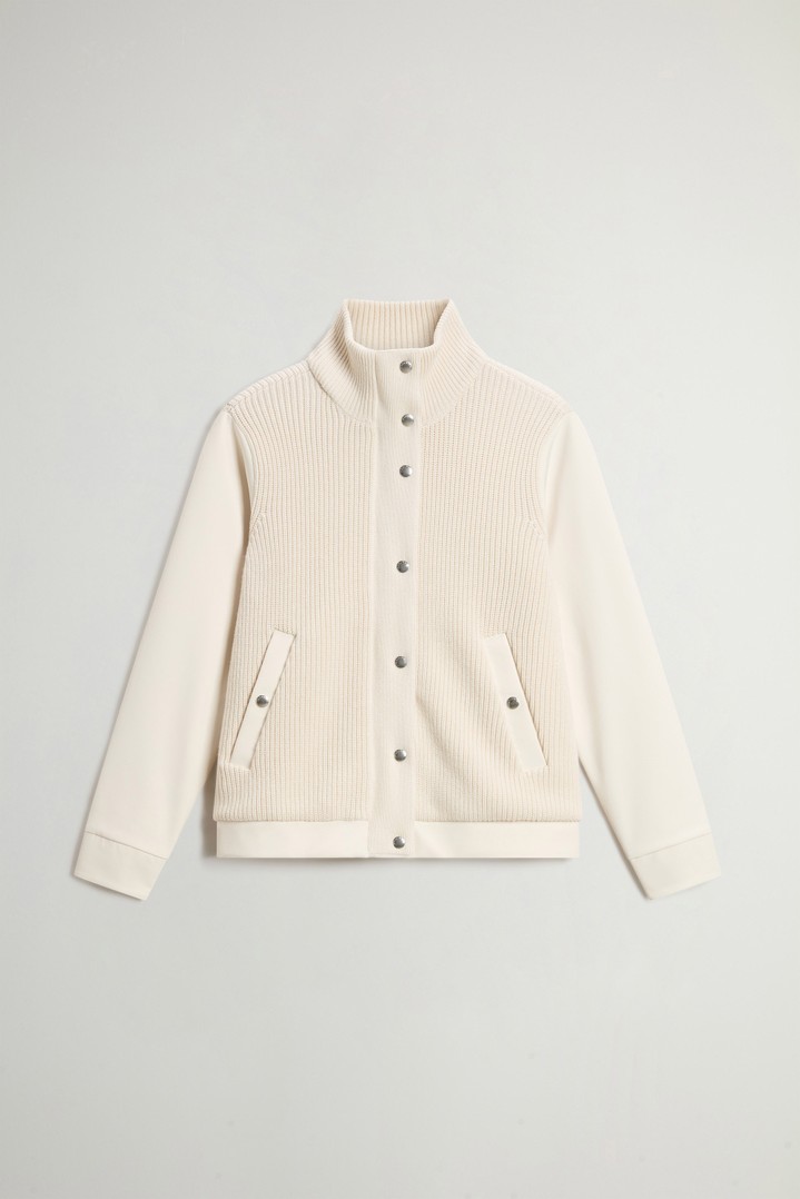 Firth Hybrid Bomber Jacket in Tech Softshell and Pure Wool White photo 5 | Woolrich