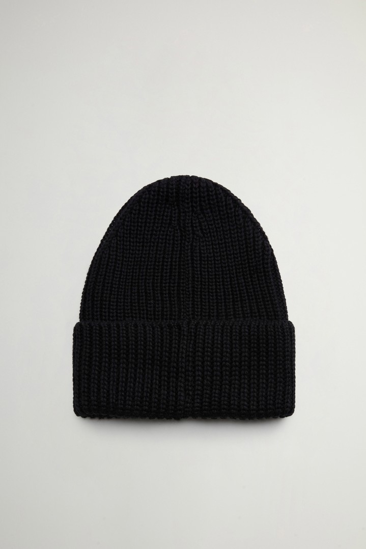 Ribbed Wool-Blend Beanie with Patch Black photo 2 | Woolrich