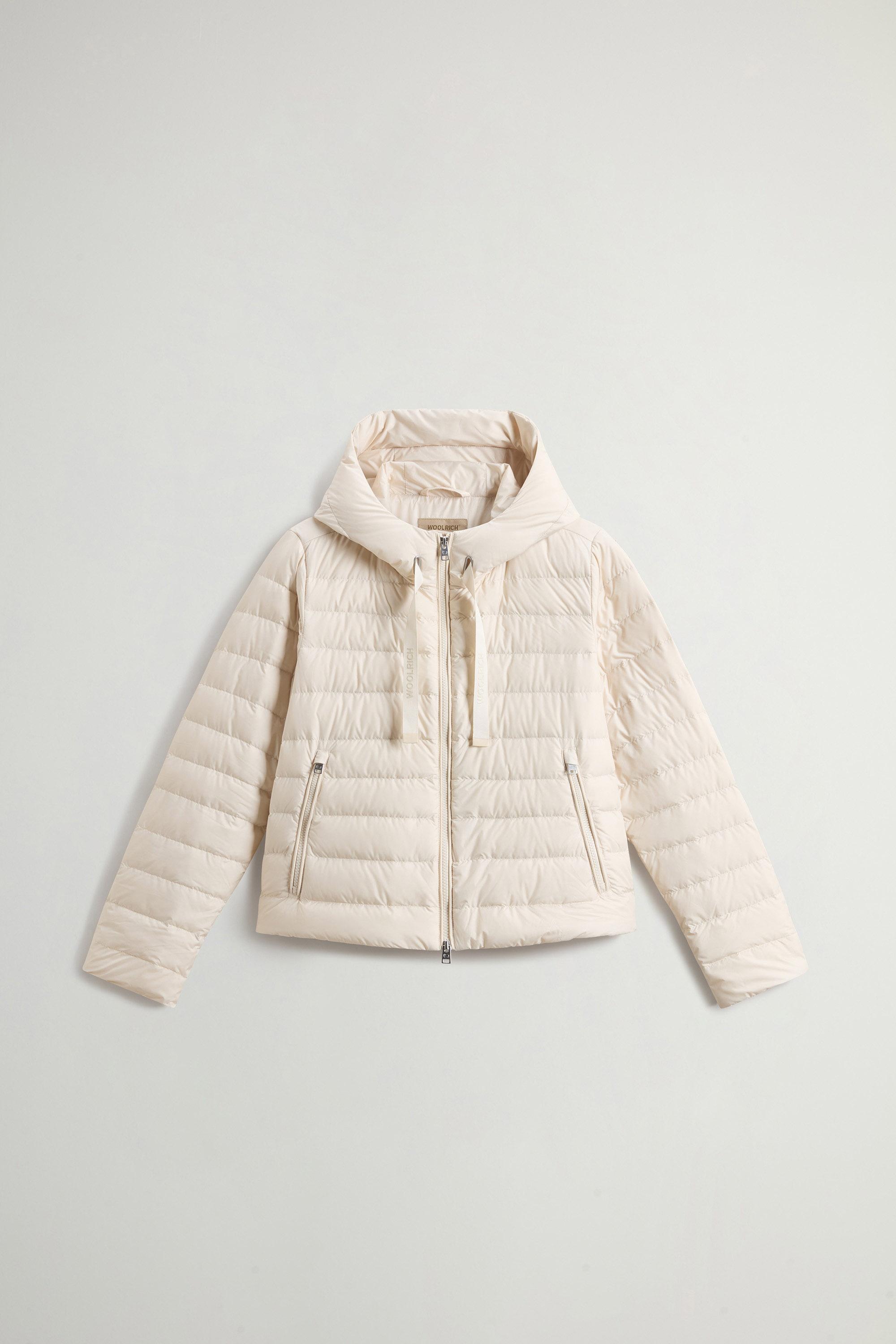 Lightweight Hooded Down Jacket in Microfiber White photo 5 | Woolrich