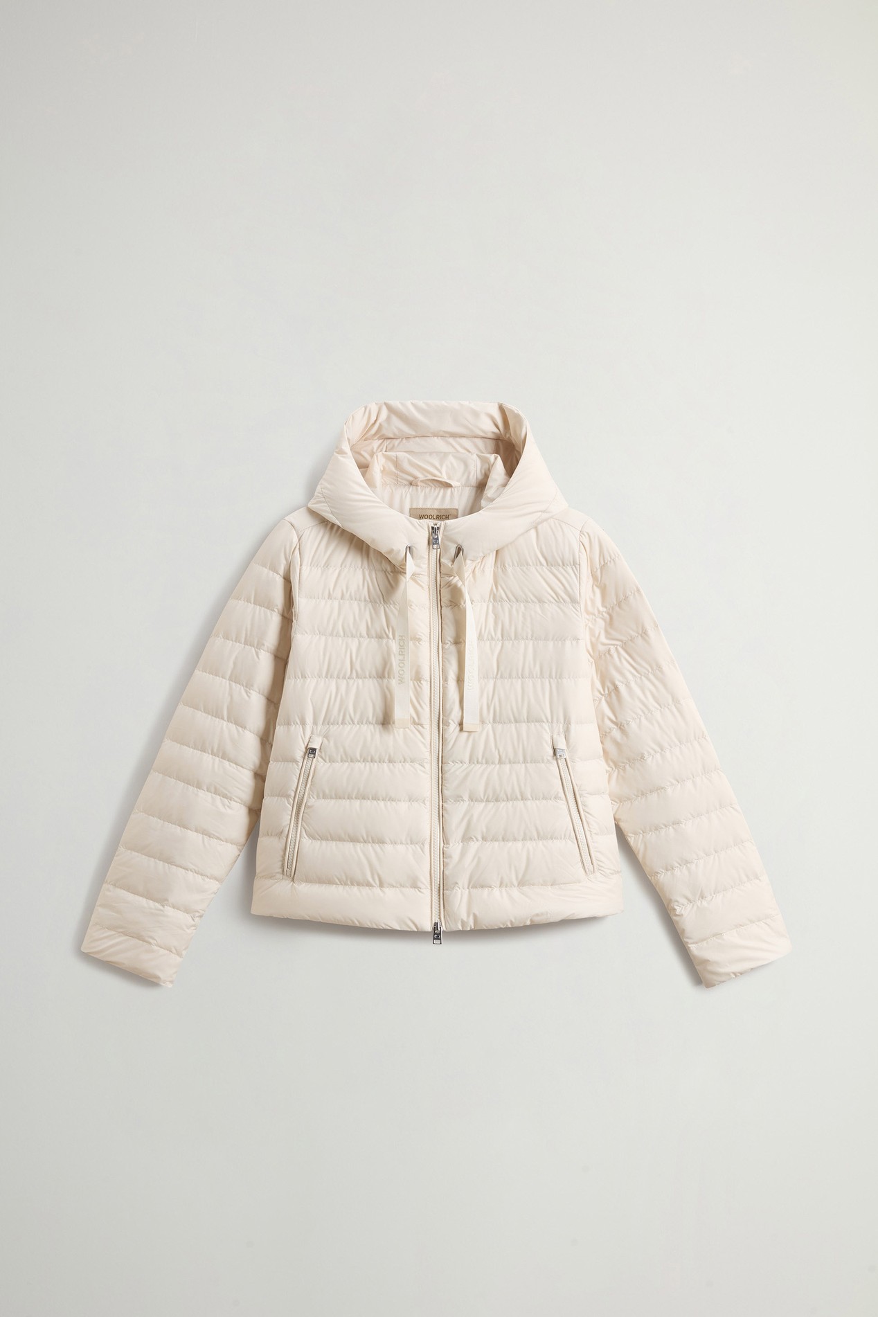 Lightweight Hooded Down Jacket in Microfiber White photo 5 | Woolrich