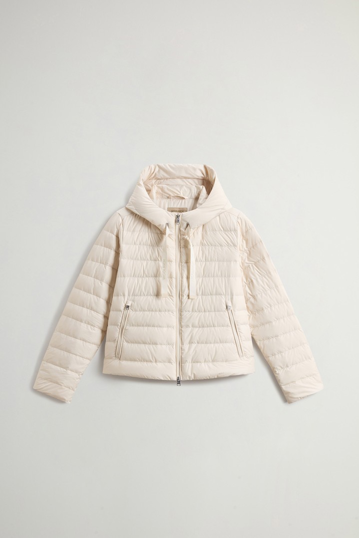 Lightweight Hooded Down Jacket in Microfiber White photo 5 | Woolrich