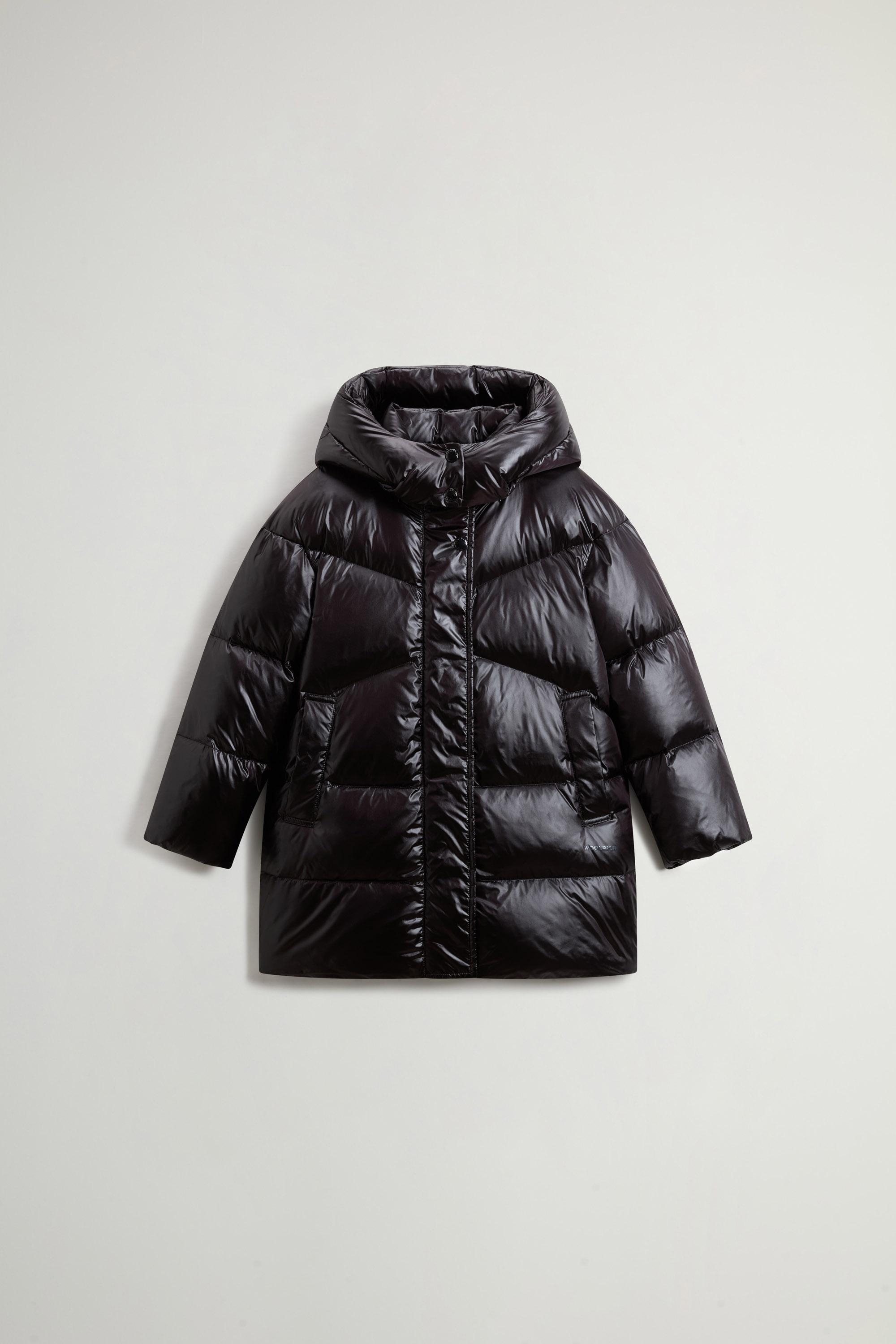 Girls' Aliquippa Jacket in Quilted Glossy Nylon with Removable Hood Black photo 1 | Woolrich