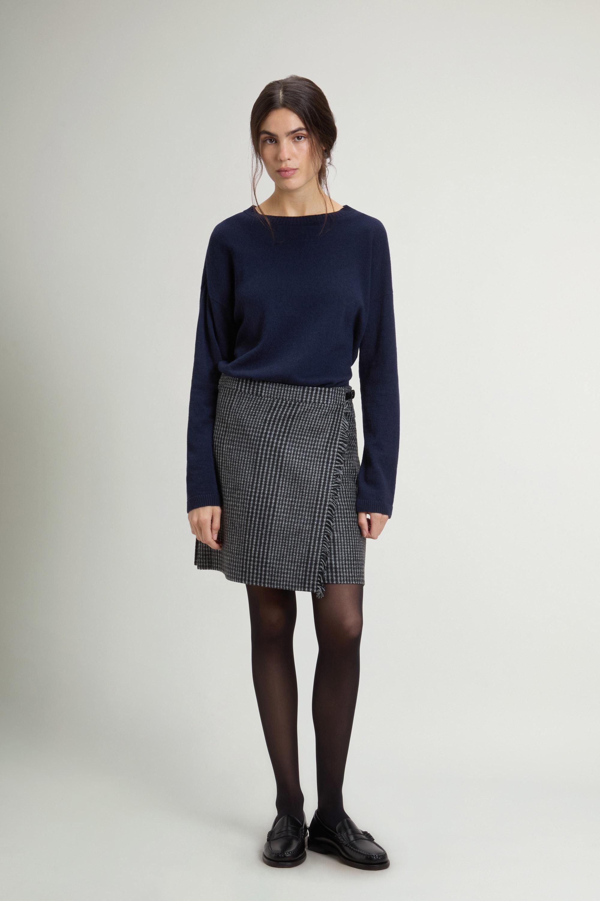 Checked Mini Skirt in Recycled Italian Wool-Blend Flannel White photo 1 | Woolrich