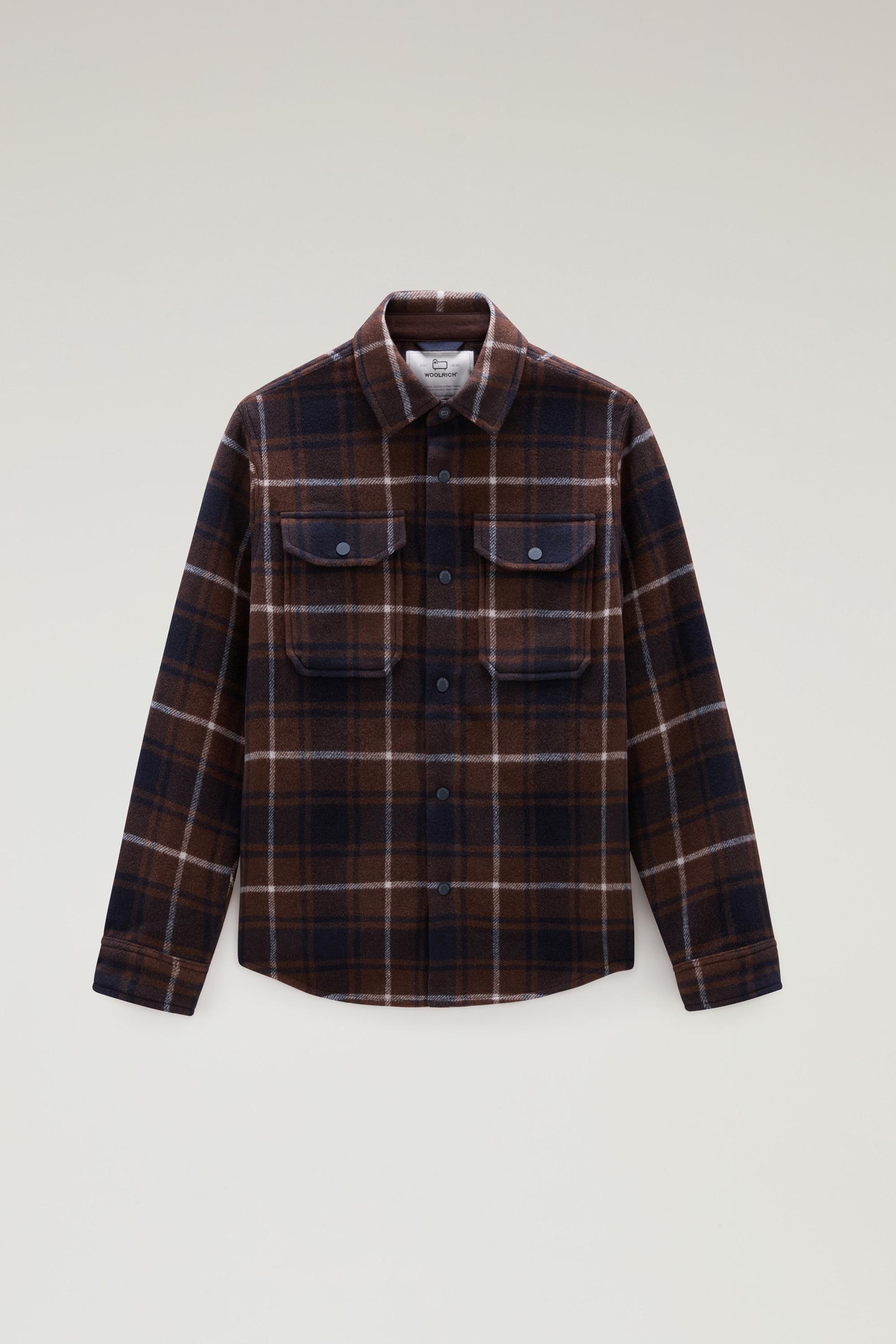 Alaskan Check Overshirt in Bonded Wool Blend Brown photo 1 | Woolrich
