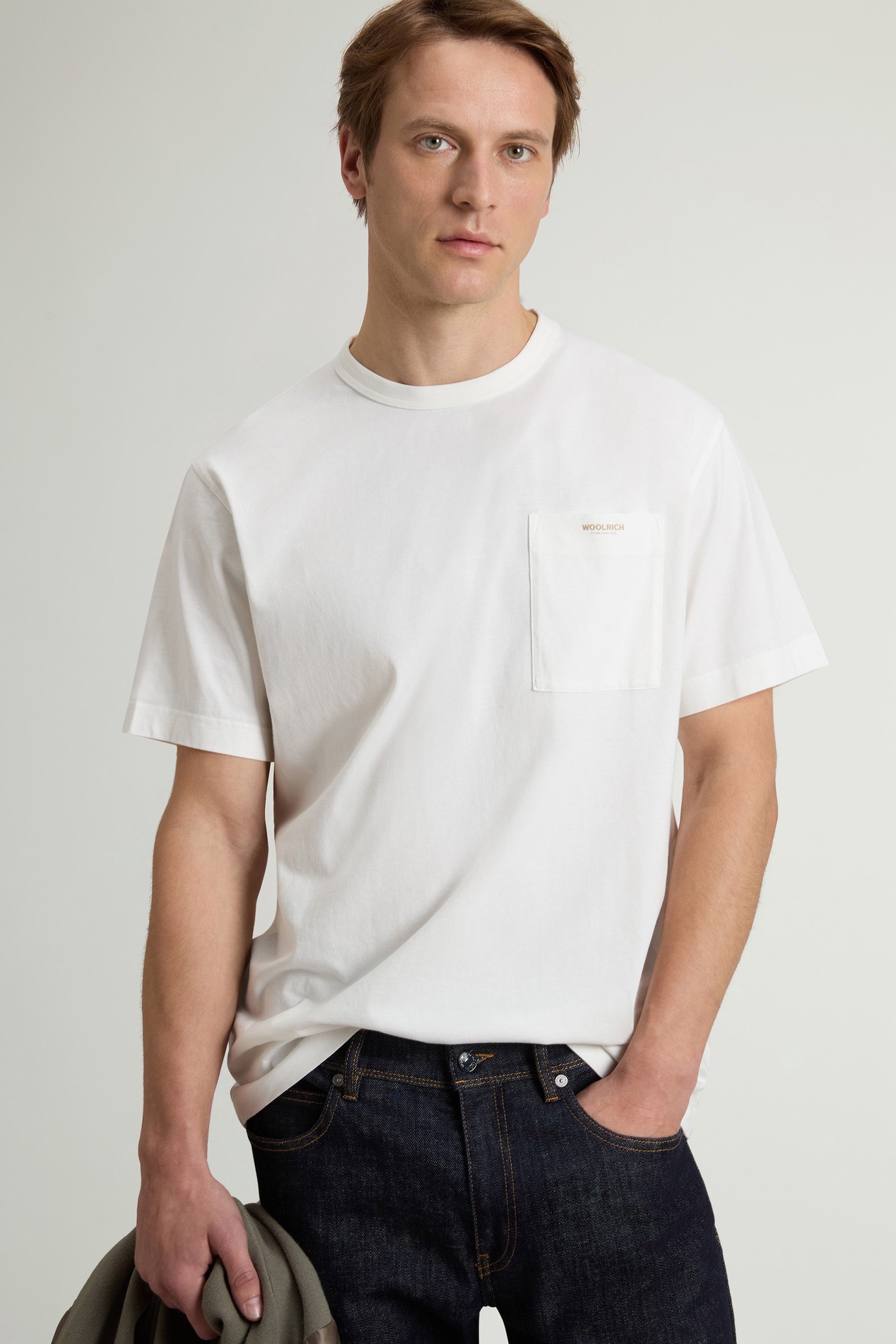 COTTON LOGO POCKET T-SHIRT White photo 4 | Woolrich