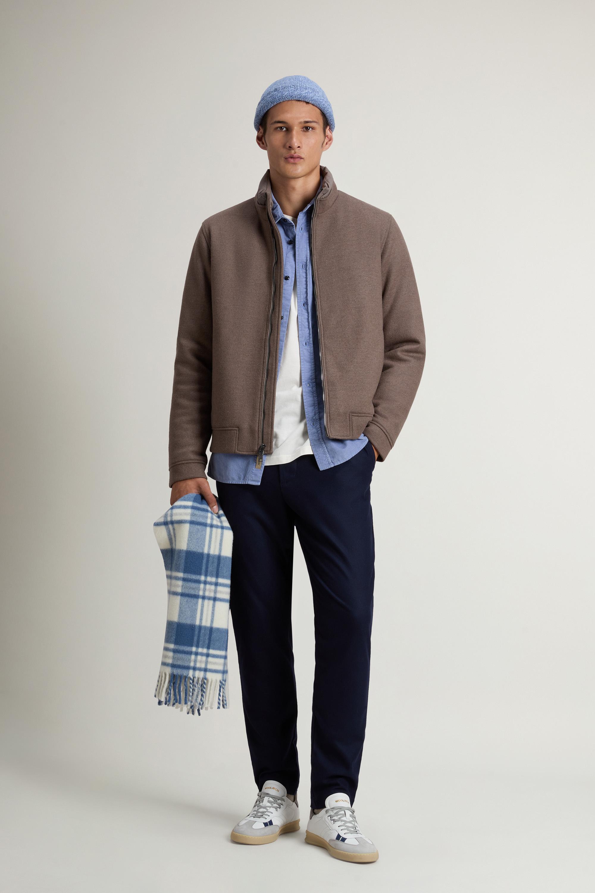 Lewis Bomber Jacket in Wool and Cotton Blend Brown photo 1 | Woolrich