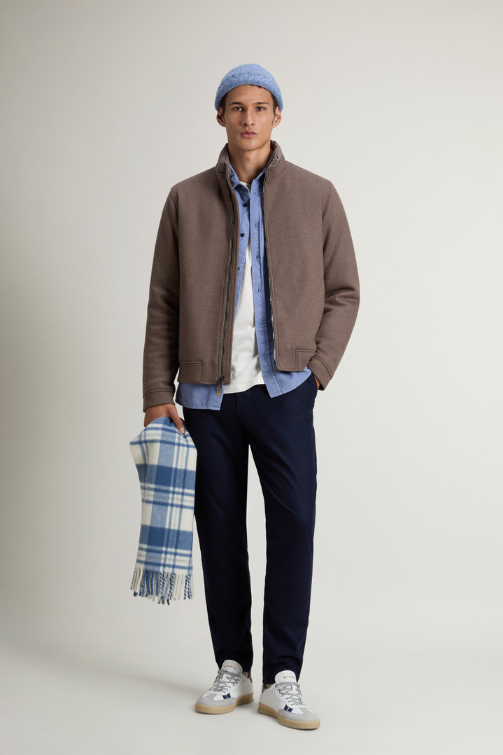 Lewis Bomber Jacket in Wool and Cotton Blend Brown photo 2 | Woolrich