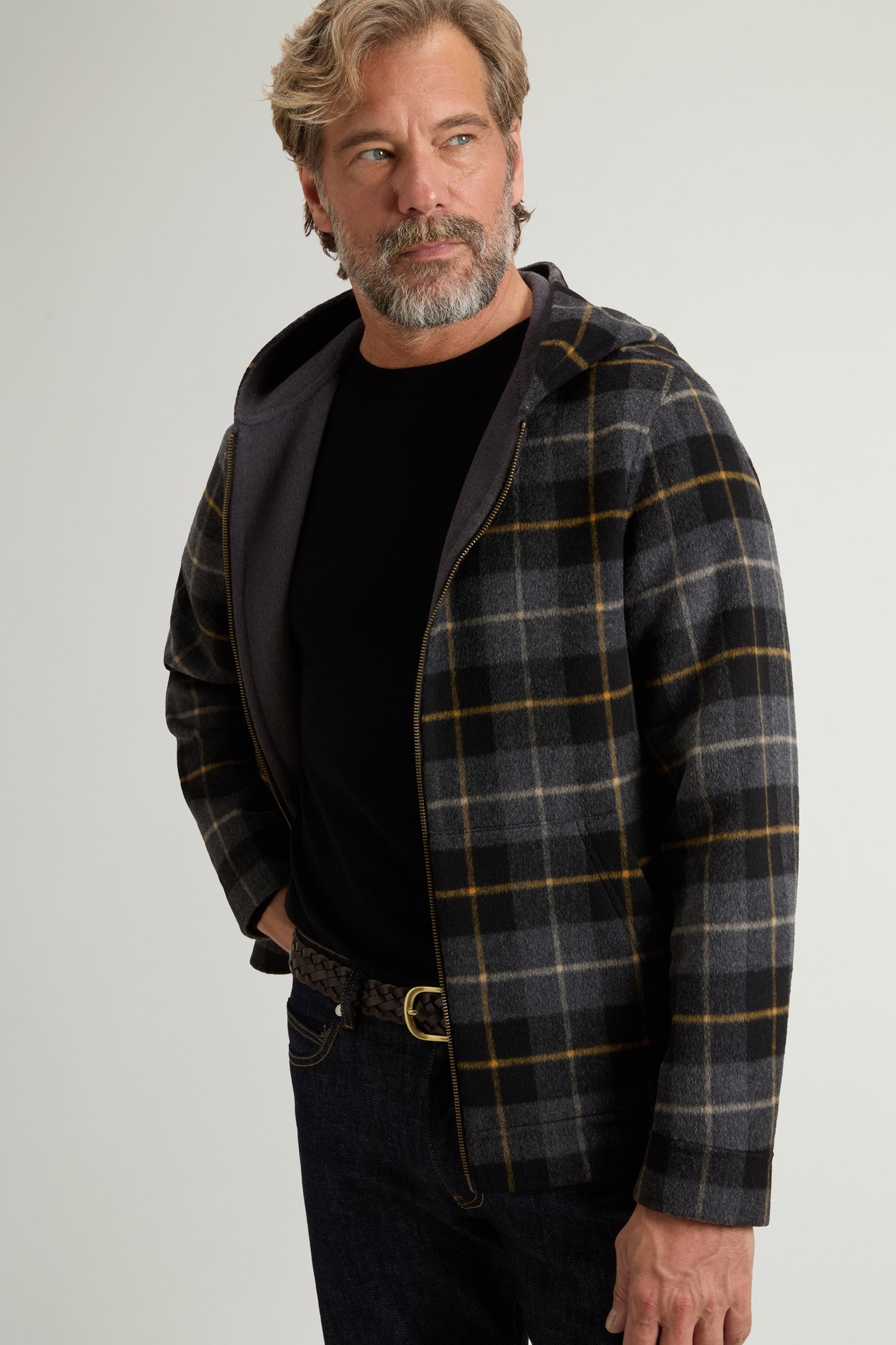 Wool-Blend Jacket with Hood and Zipper Gray photo 4 | Woolrich