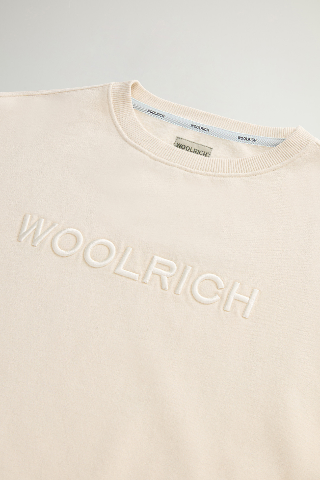 Pure Cotton Crewneck Sweatshirt with Embroidered Lettering on the Chest White photo 2 | Woolrich