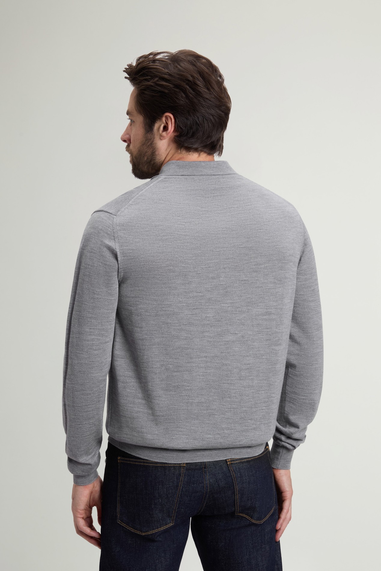 Polo in maglia di pura lana vergine Merino Grigio photo 3 | Woolrich