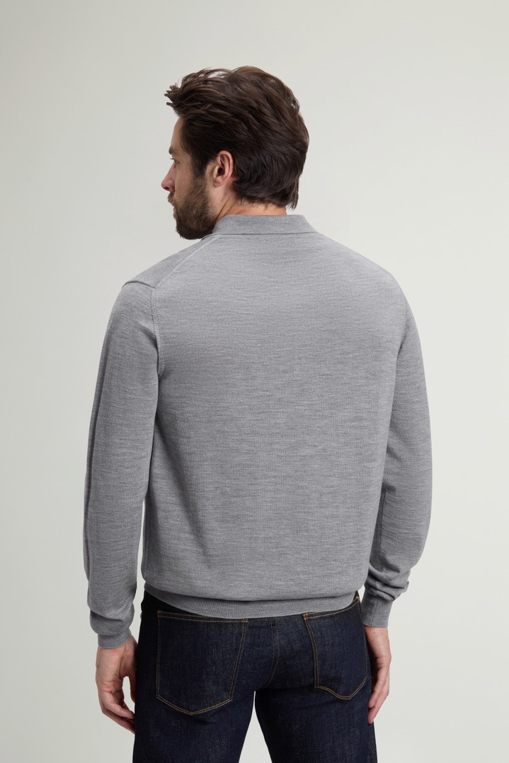Polo in maglia di pura lana vergine Merino Grigio photo 3 | Woolrich