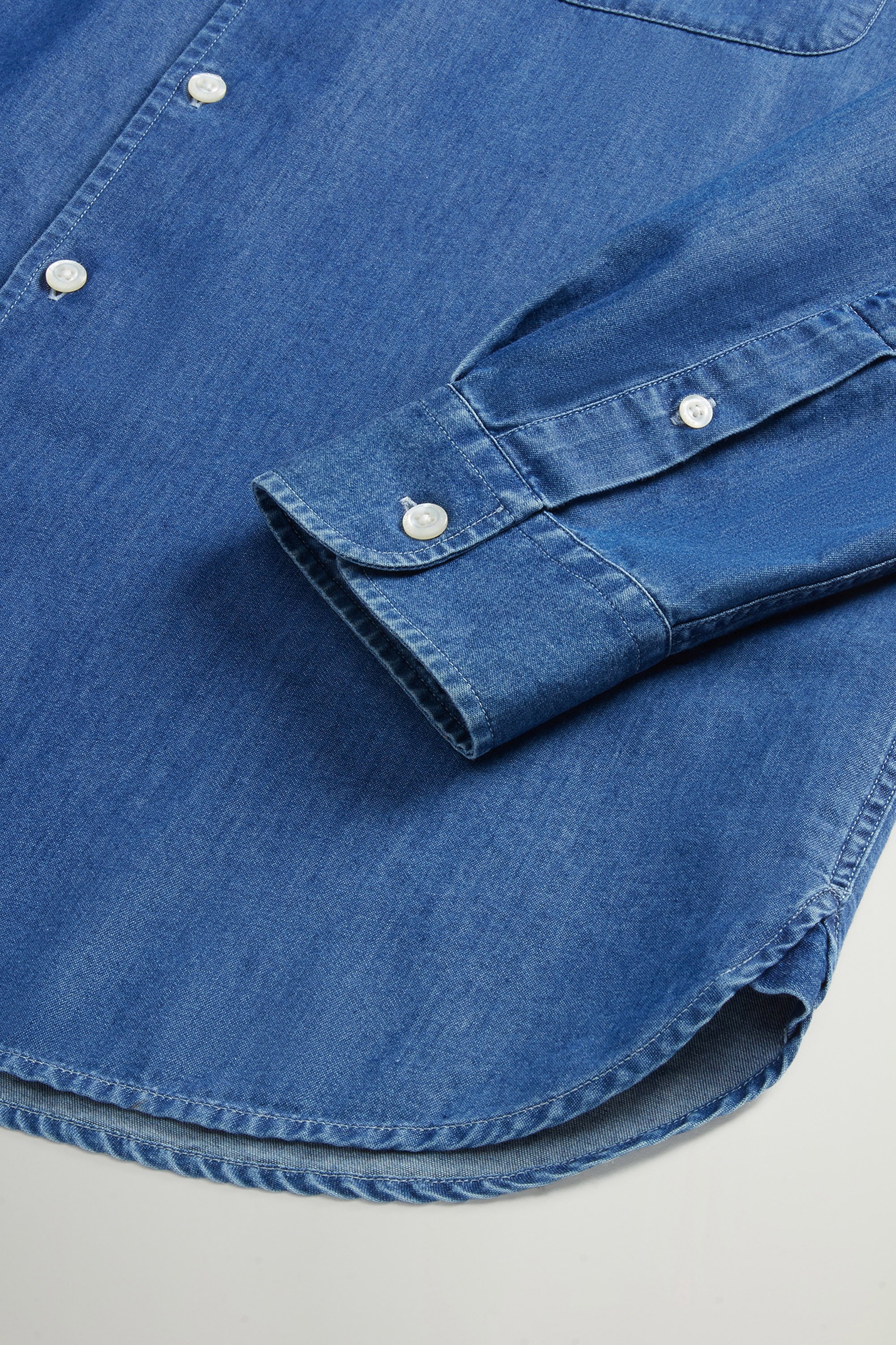 Pure Cotton Shirt with Small Pocket Blue photo 7 | Woolrich