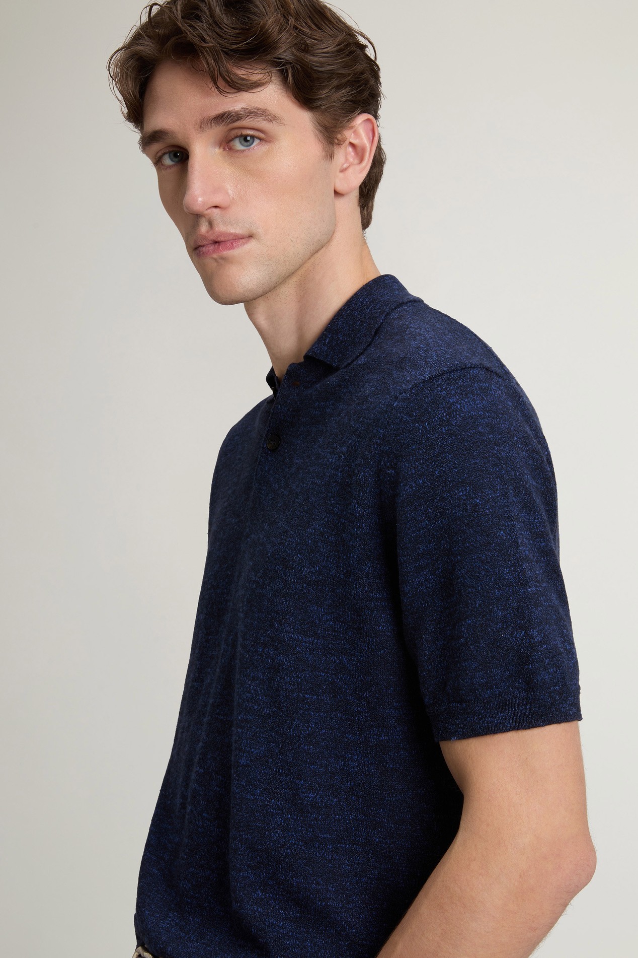 COTTON LINEN POLO Blue photo 4 | Woolrich