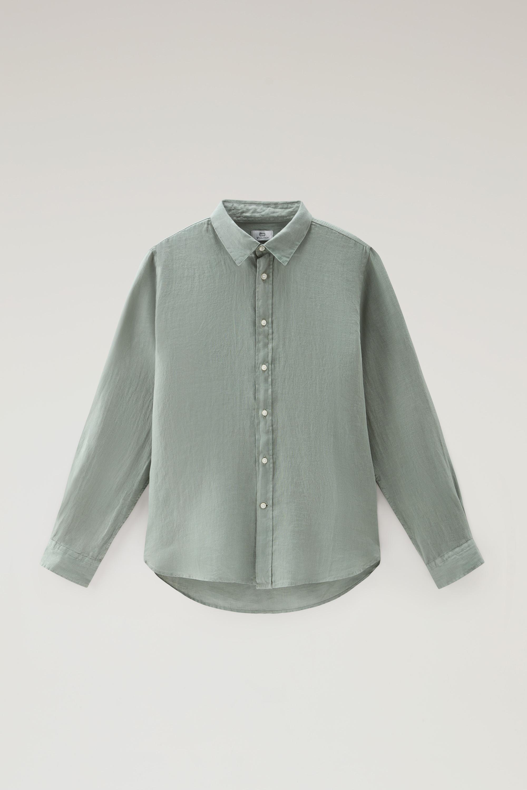 Garment-Dyed Pure Linen Shirt Green photo 1 | Woolrich