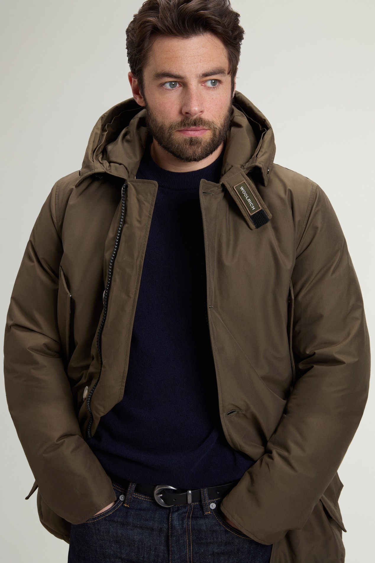 Arctic Parka in Ramar Cloth with Detachable Fur Trim Green photo 4 | Woolrich