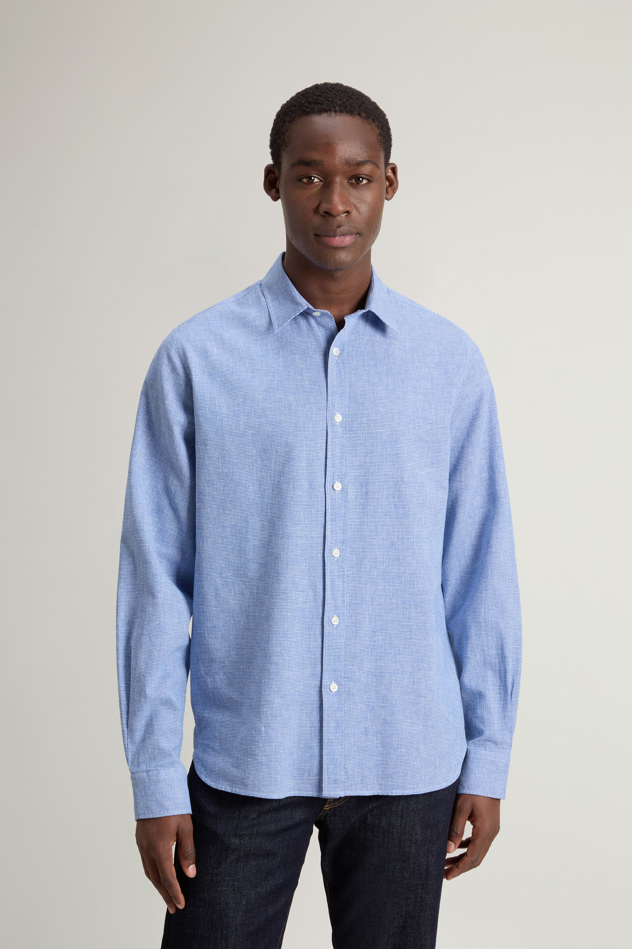 Linen- and Cotton-Blend Shirt Blue photo 1 | Woolrich