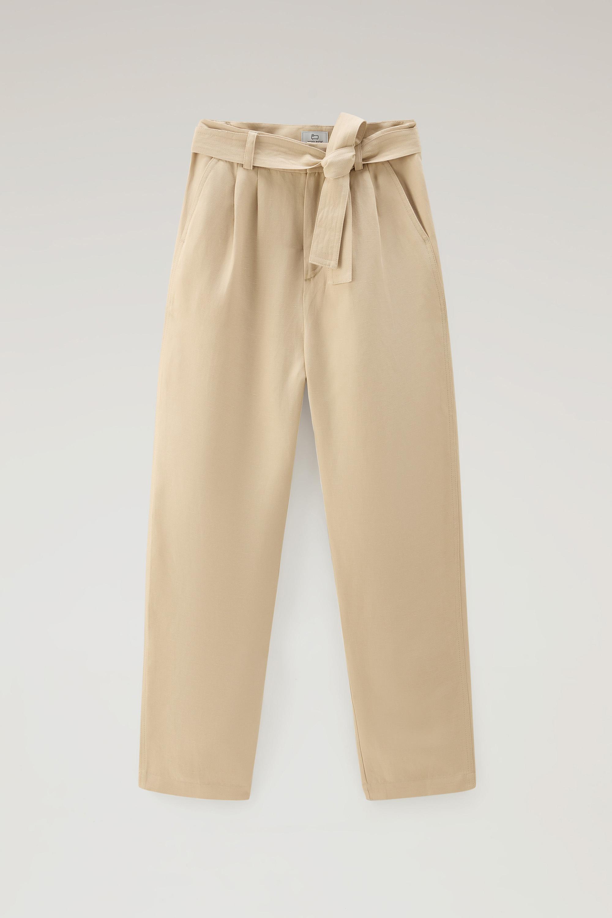 Belted Pants in Linen Blend Beige photo 1 | Woolrich