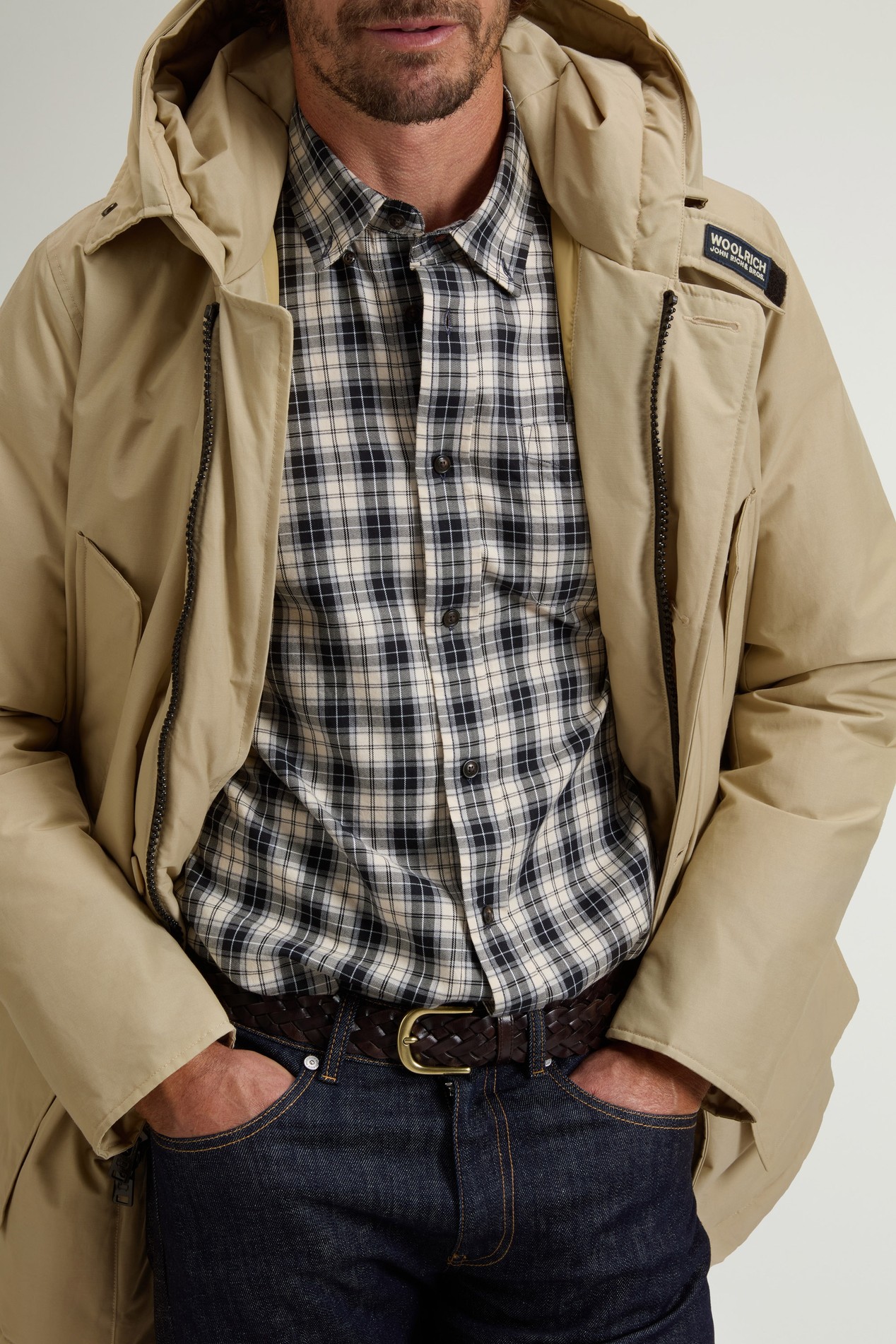 Arctic Parka in Ramar Cloth with Detachable Fur Trim Beige photo 4 | Woolrich
