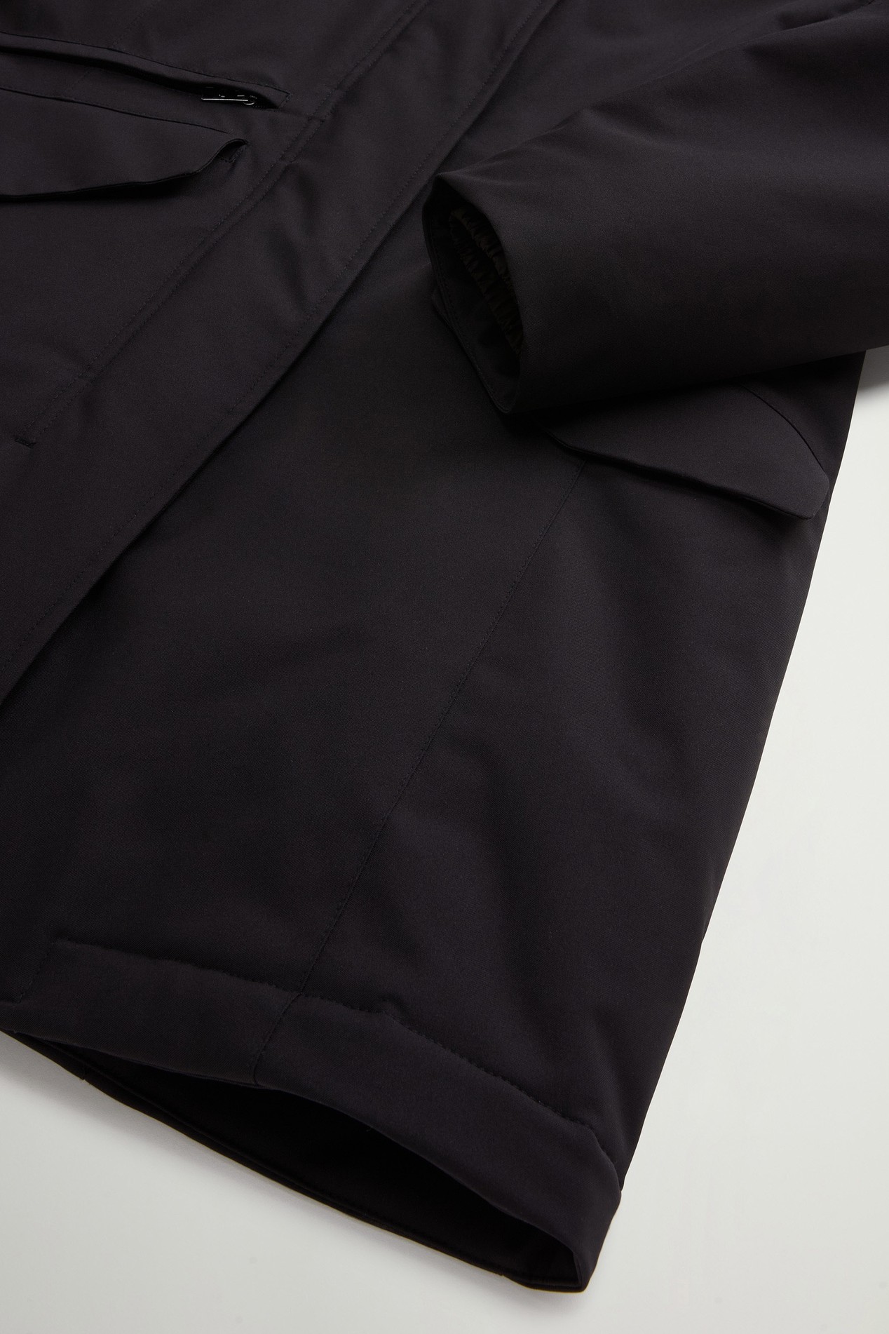 Coat in Light Stretch with Removable Hood Black photo 7 | Woolrich