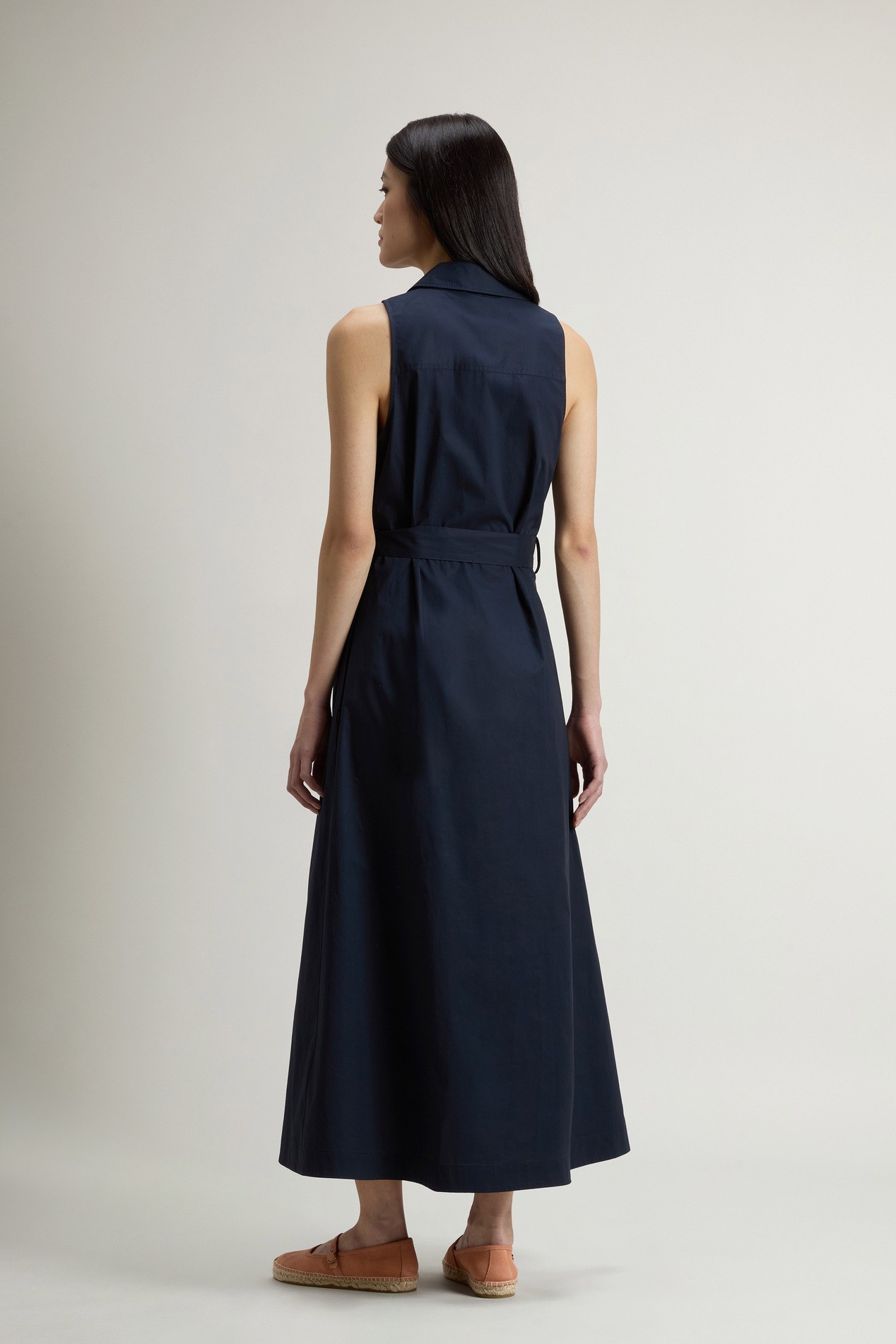 Shirt Dress in Pure Cotton Poplin with Belt Blue photo 3 | Woolrich