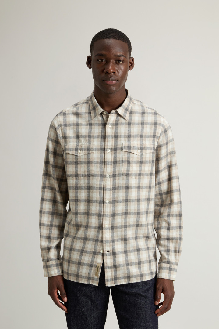 Pure Madras Cotton Flannel Checked Shirt Beige photo 1 | Woolrich
