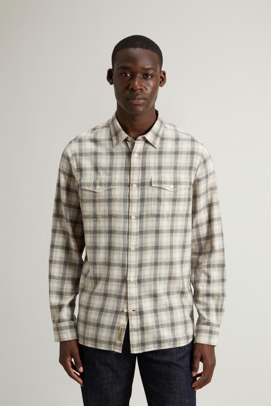 Pure Madras Cotton Flannel Checked Shirt Beige photo 1 | Woolrich
