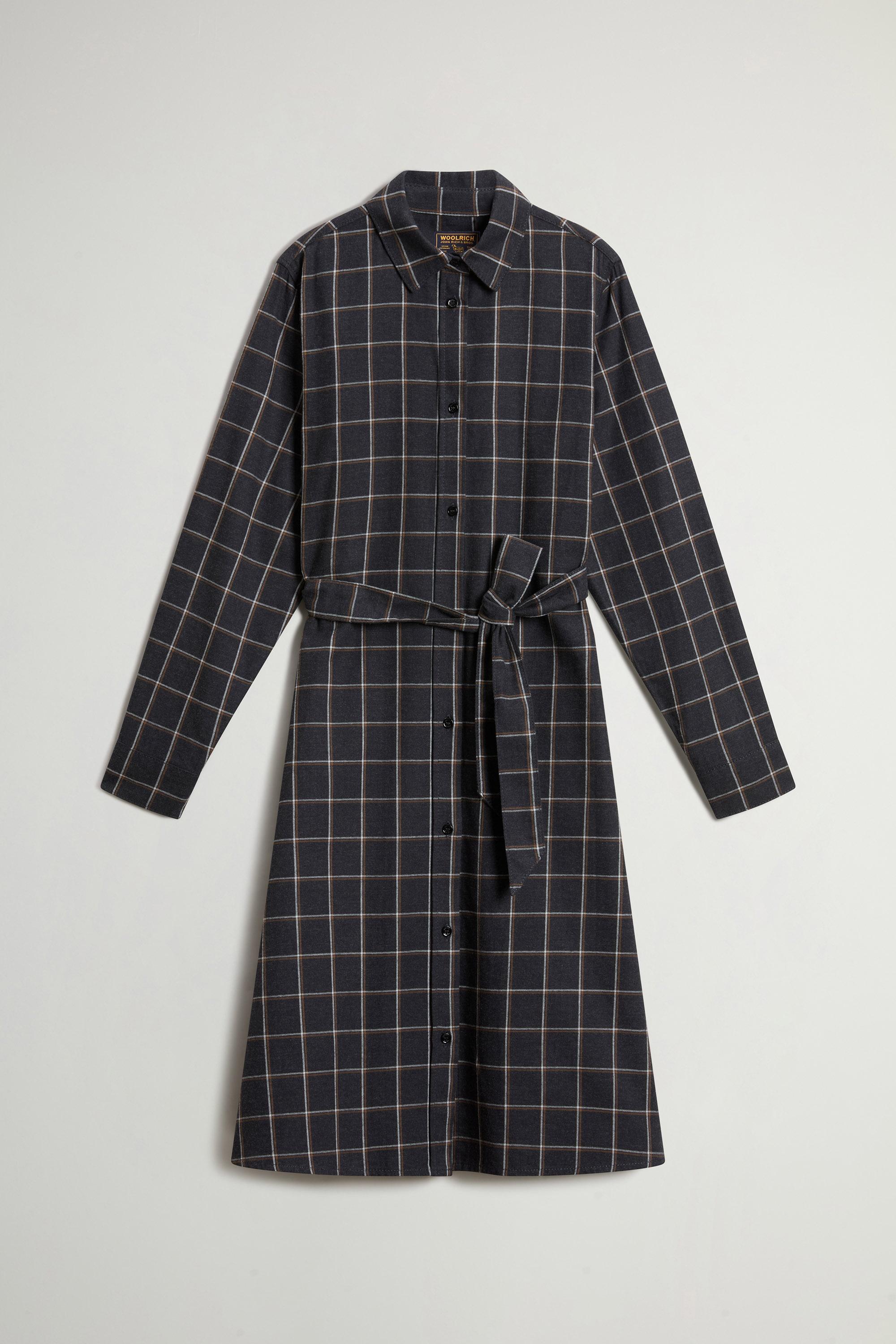 Checked Shirt Dress in Pure Cotton Flannel Gray photo 5 | Woolrich