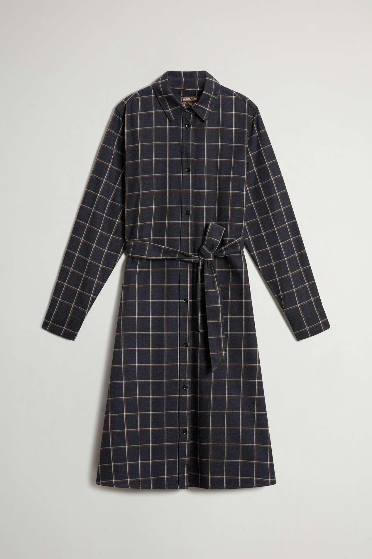 Checked Shirt Dress in Pure Cotton Flannel Gray photo 5 | Woolrich
