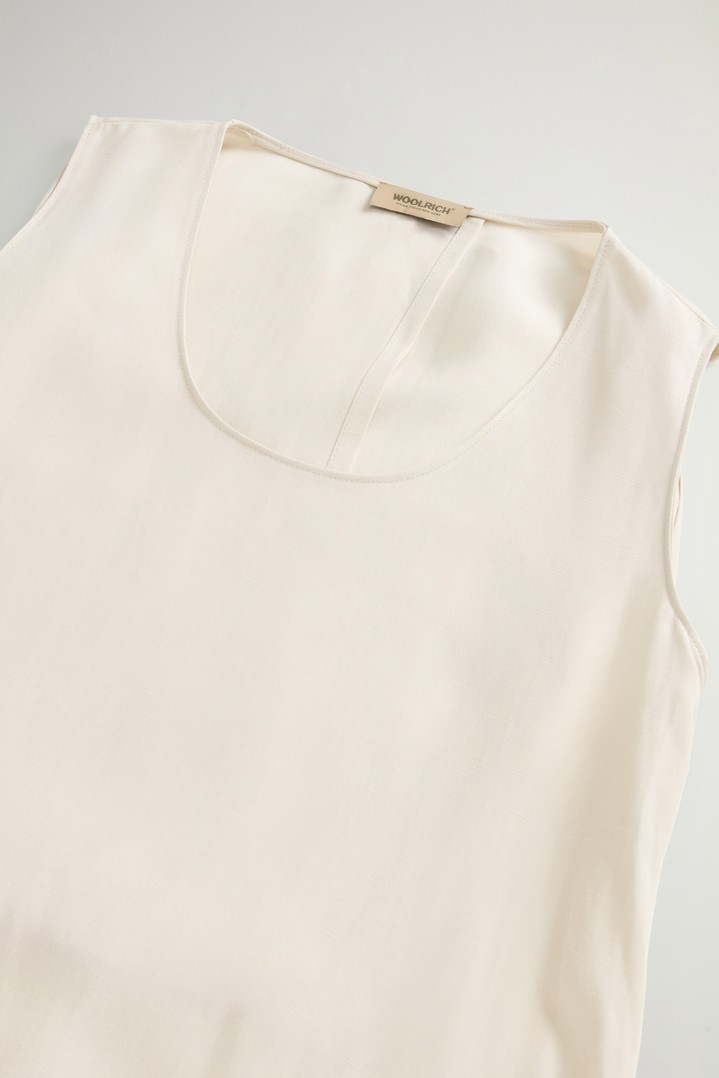 Sleeveless Dress in Linen Blend with Belt White photo 6 | Woolrich