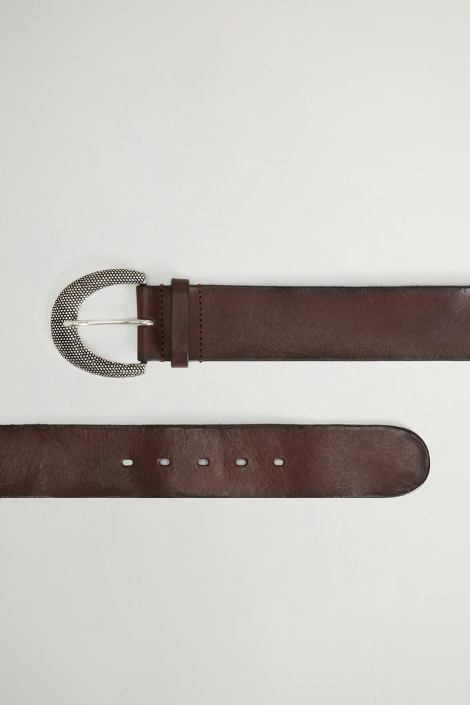 Belt in Distressed-Effect Leather Brown photo 2 | Woolrich