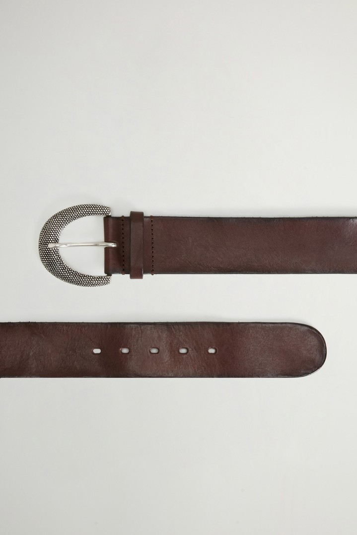 Belt in Distressed-Effect Leather Brown photo 2 | Woolrich