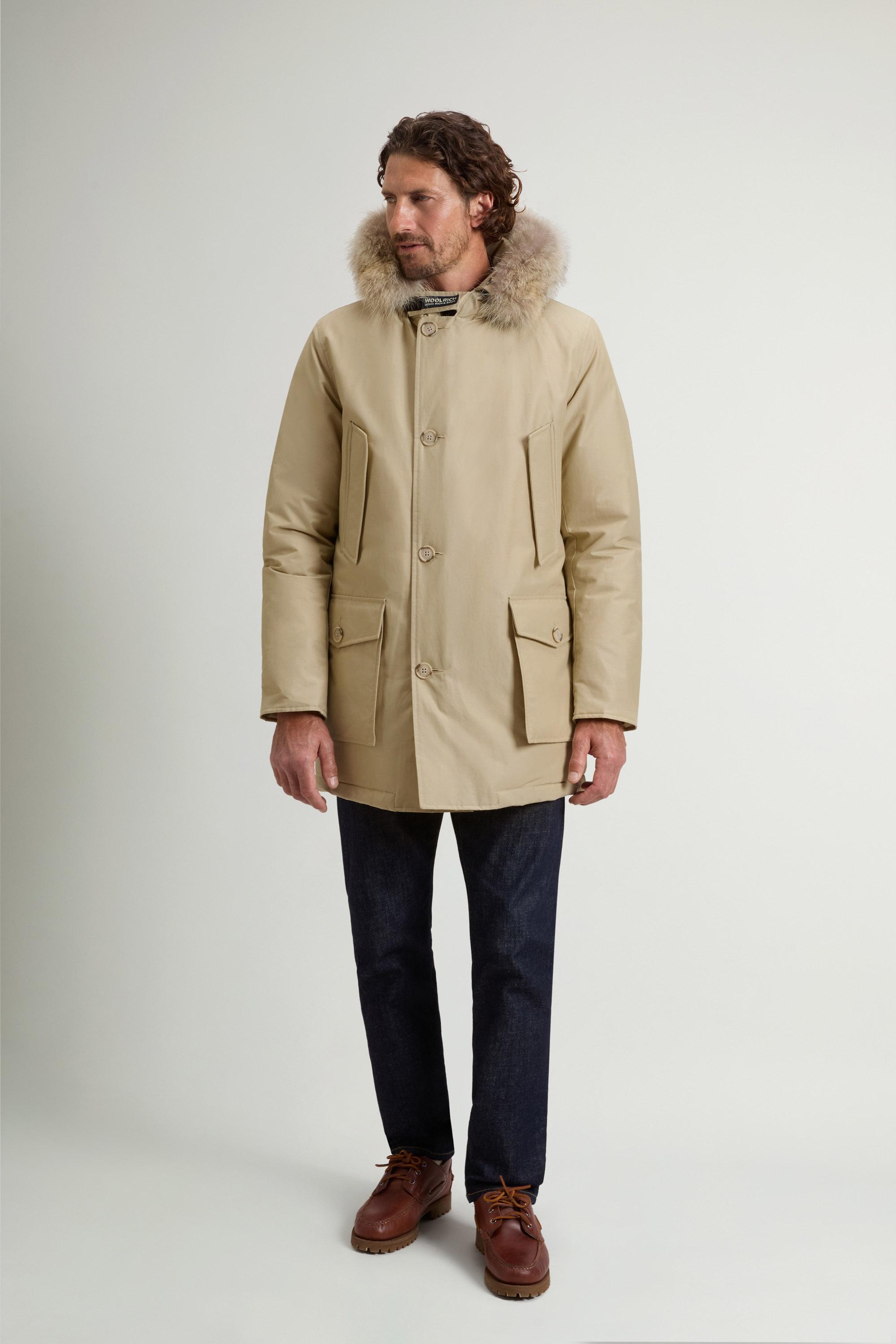 Arctic Parka in Ramar Cloth with Detachable Fur Trim Beige photo 1 | Woolrich